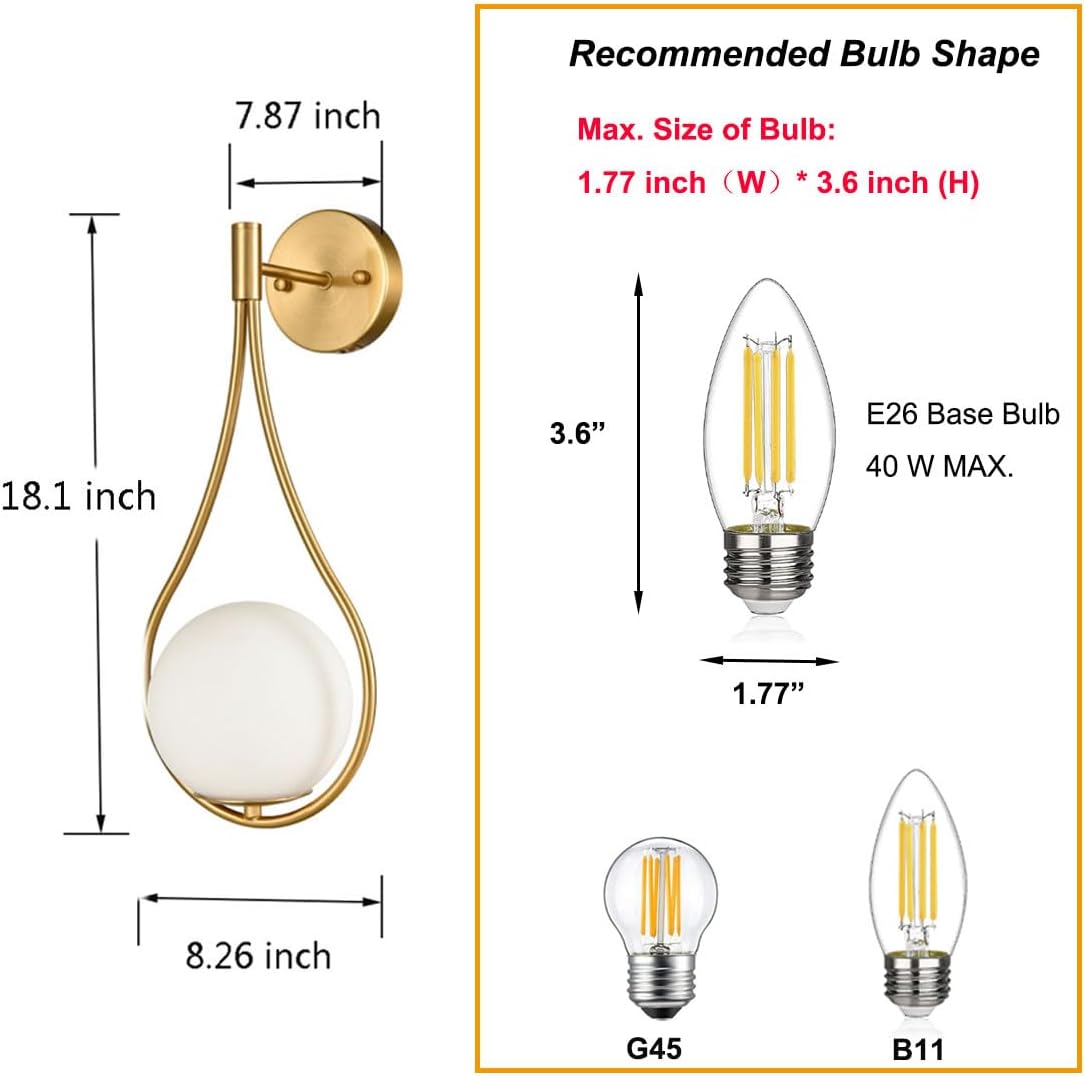 Mid-Century Brass Globe Wall Sconce