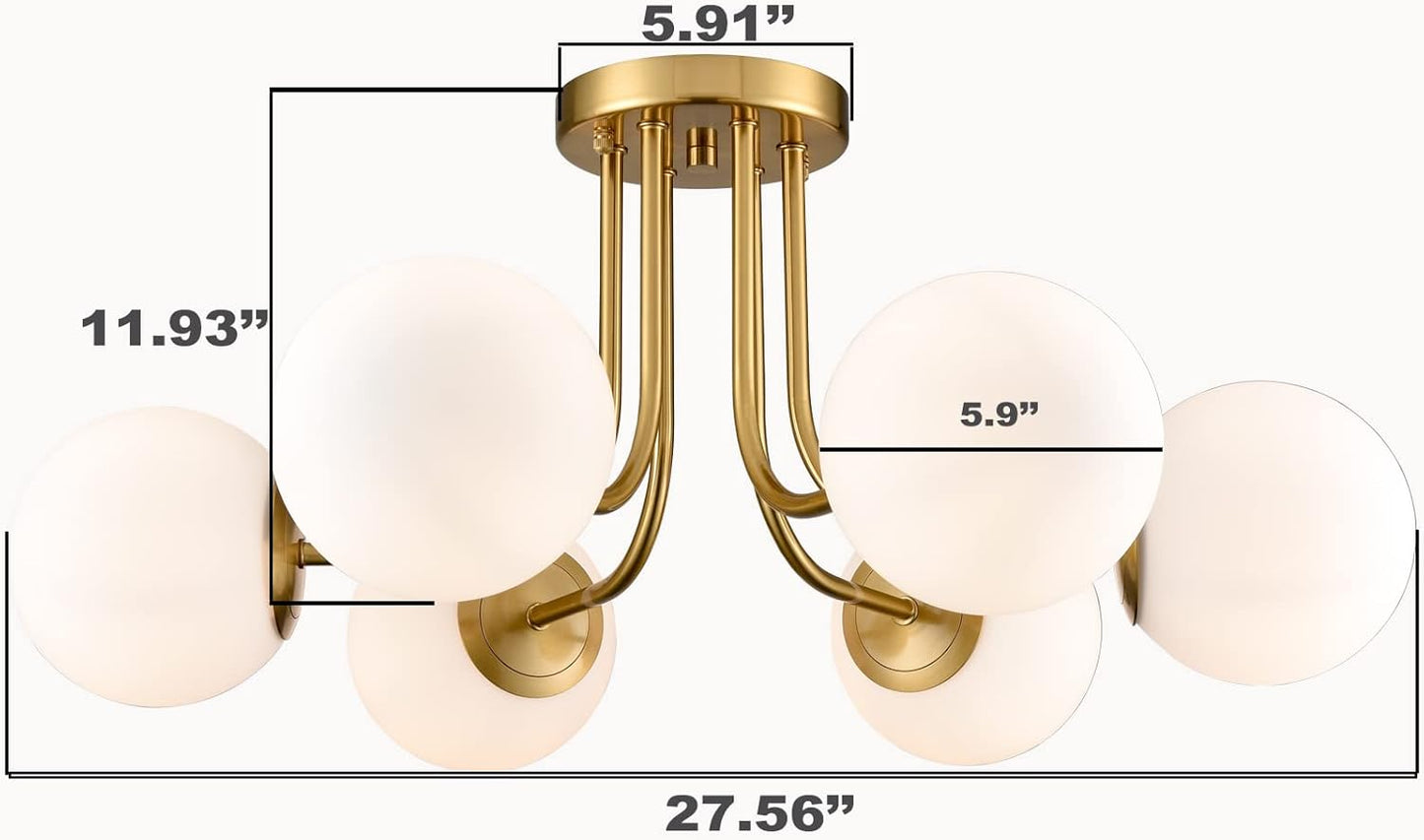 Brass Gold 3-Light Ceiling Lamp