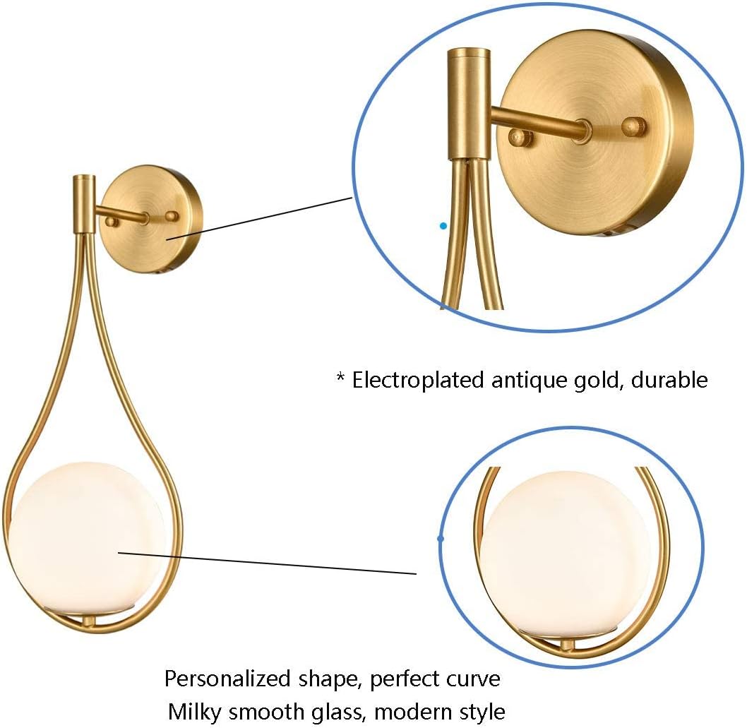 Mid-Century Brass Globe Wall Sconce