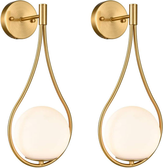 Mid-Century Brass Globe Wall Sconce