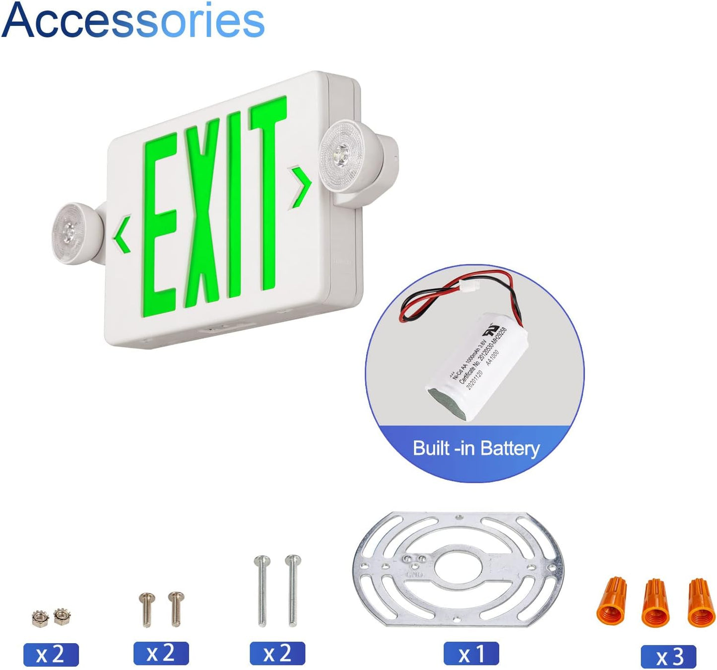 Black LED Exit Sign with Emergency Lights