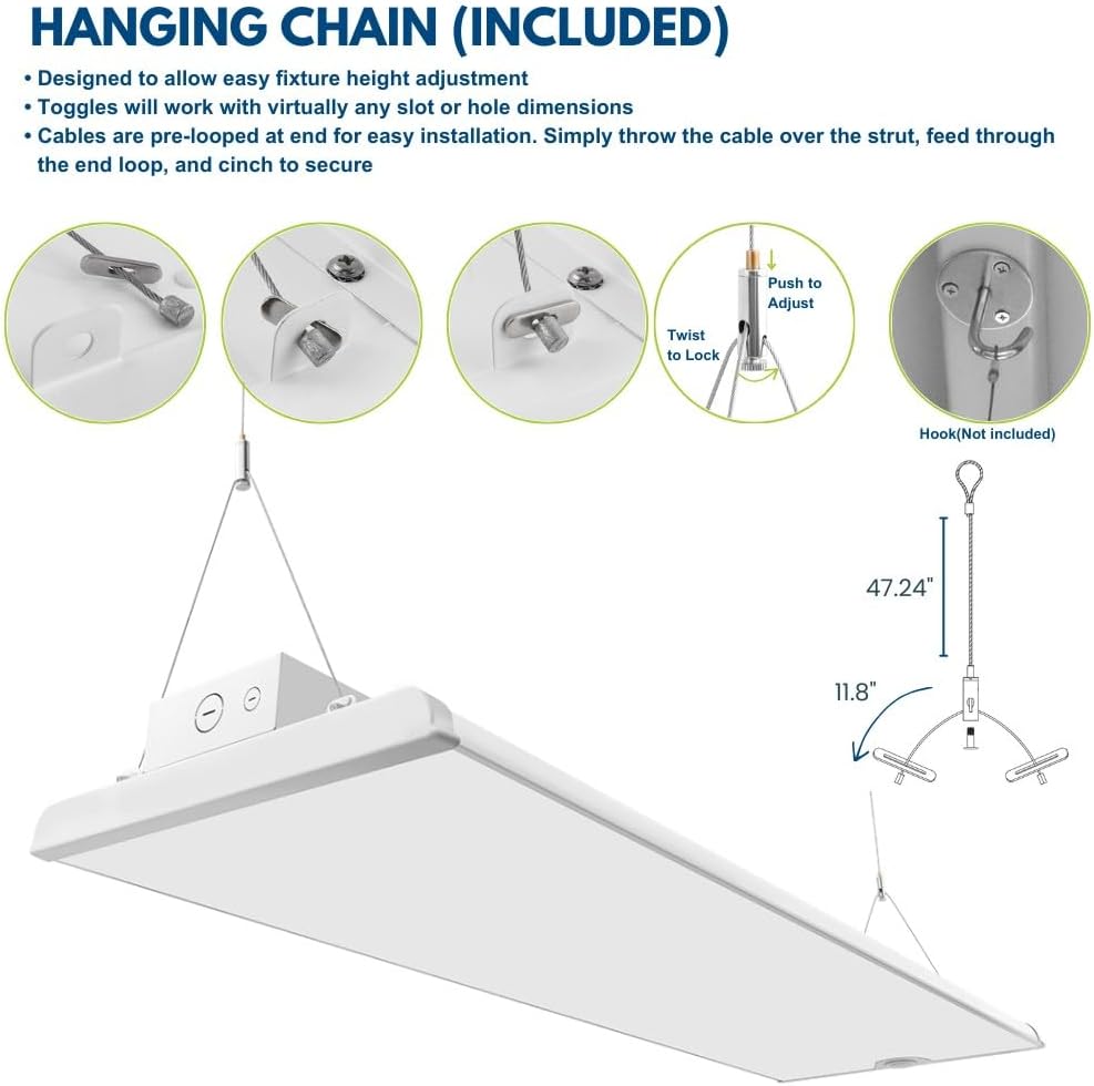 2FT LED Low Bay Light, 105W/90W/80W, 16,500LM