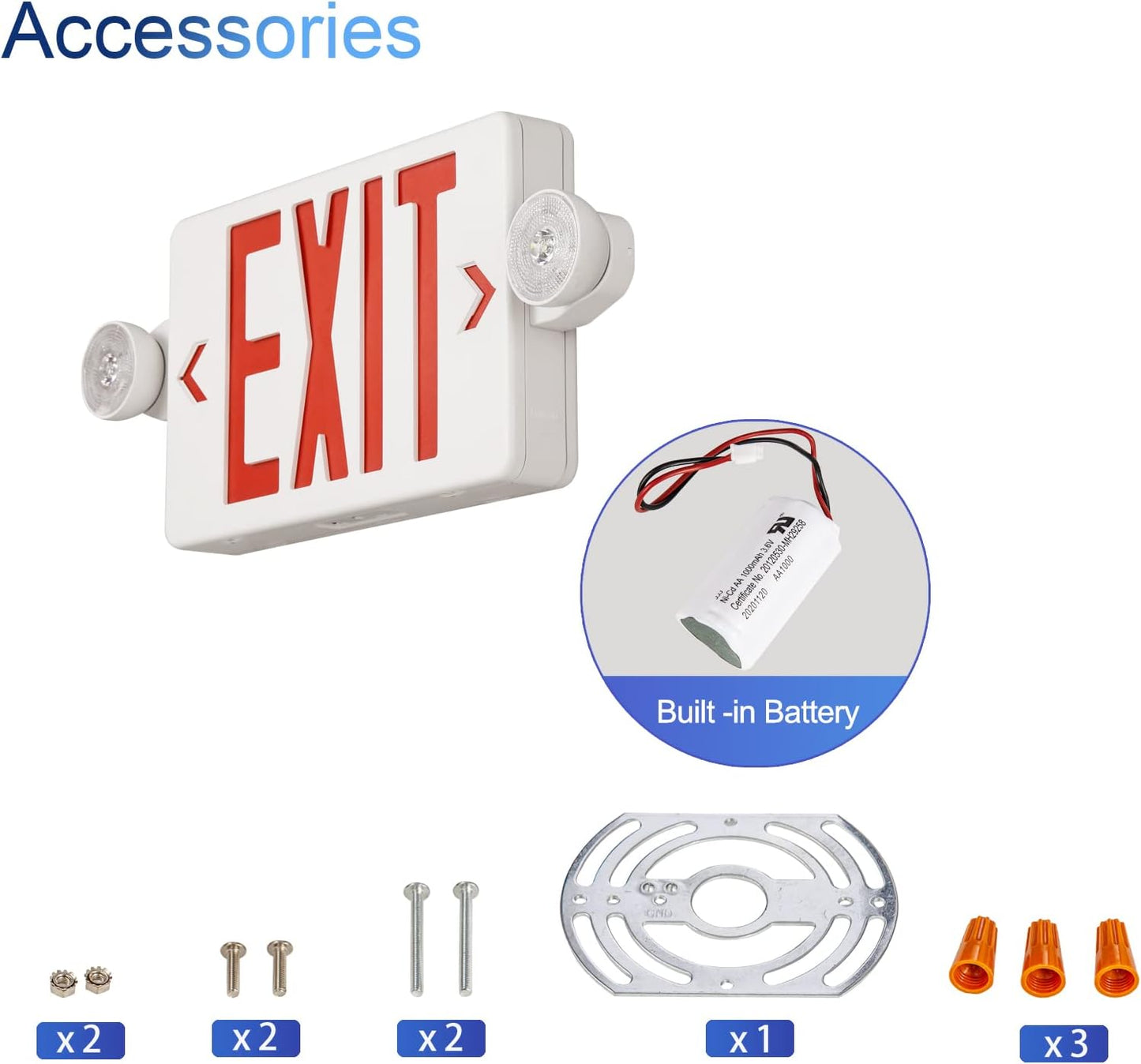 Black LED Exit Sign with Emergency Lights