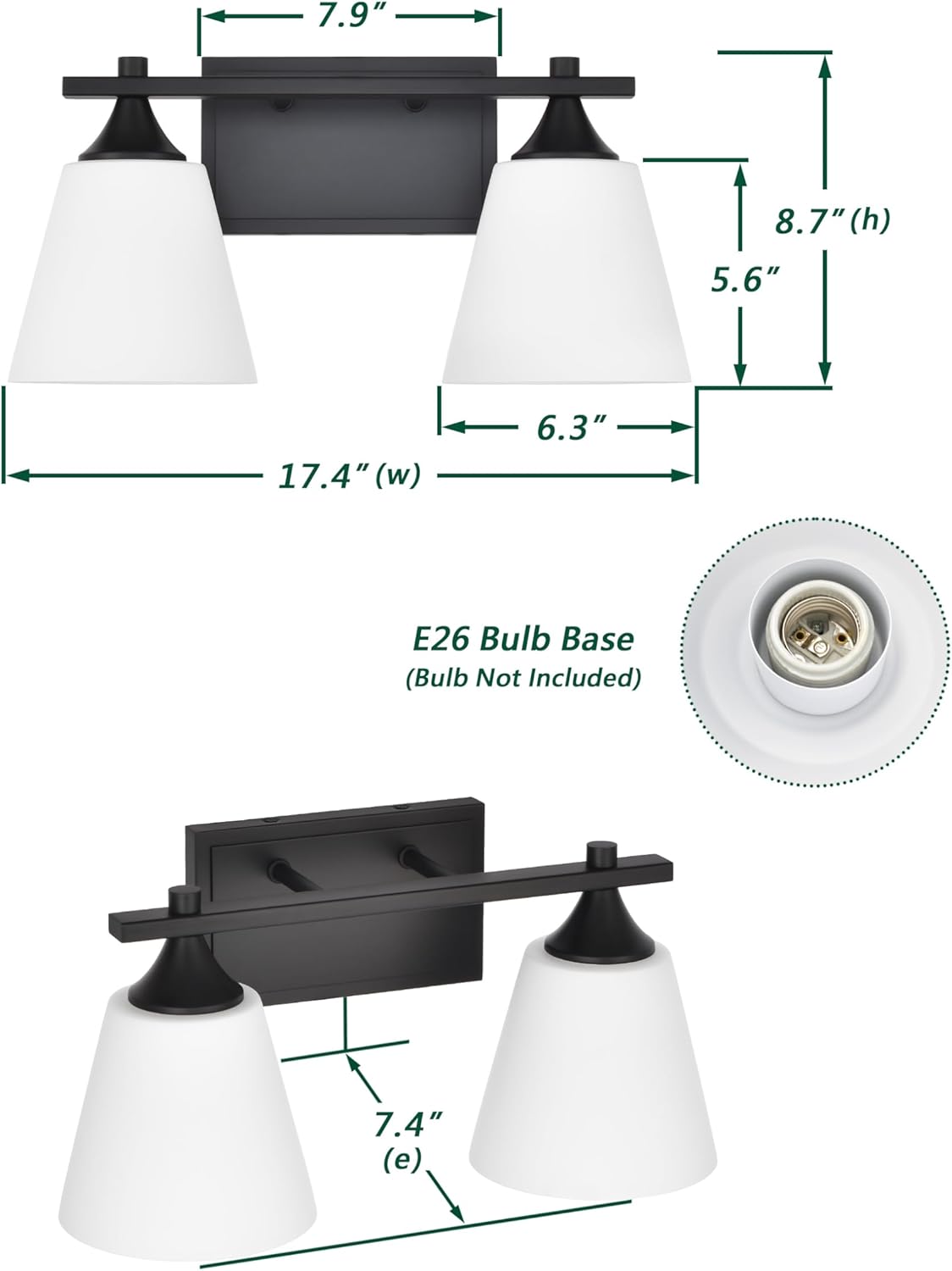 Black Traditional Wall Sconce Light