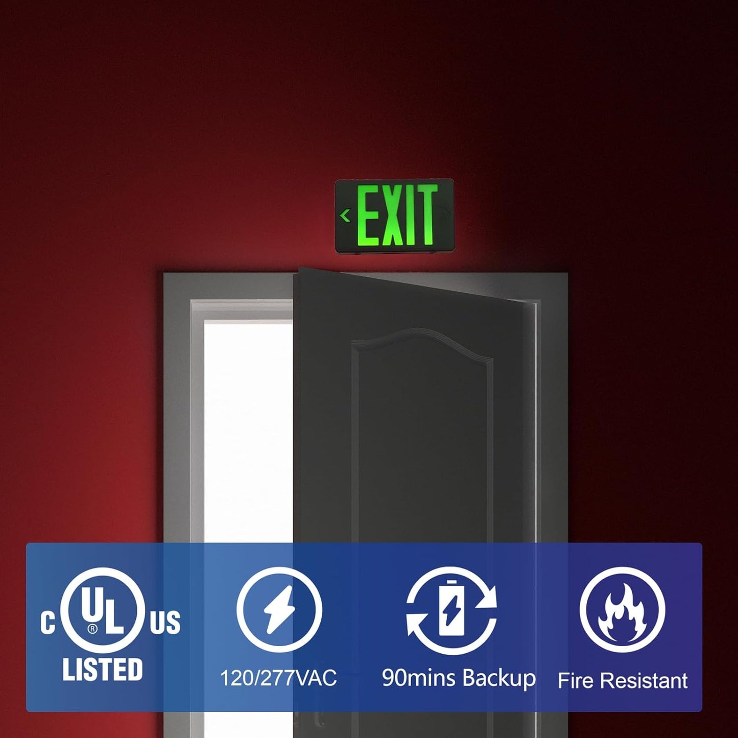 Red LED Exit Sign with Battery Backup