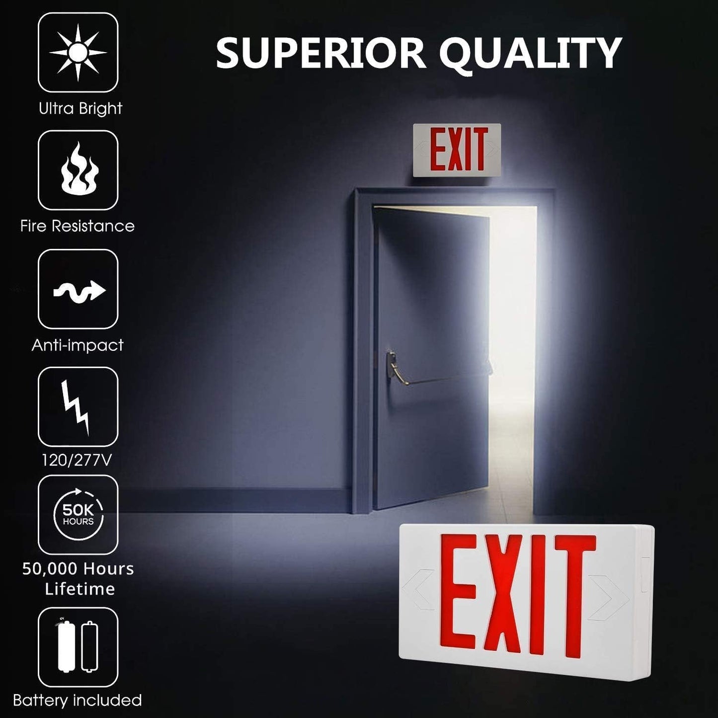 2-Pack LED Emergency Exit Signs