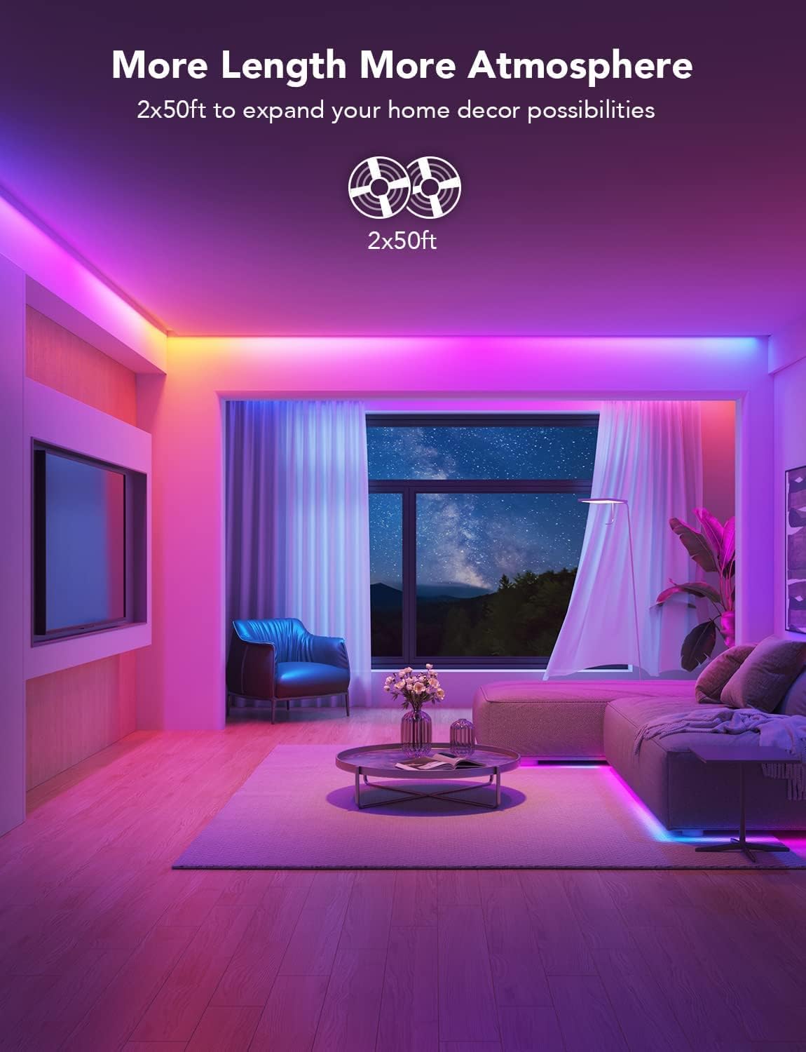 100ft RGBIC Smart LED Strip Lights