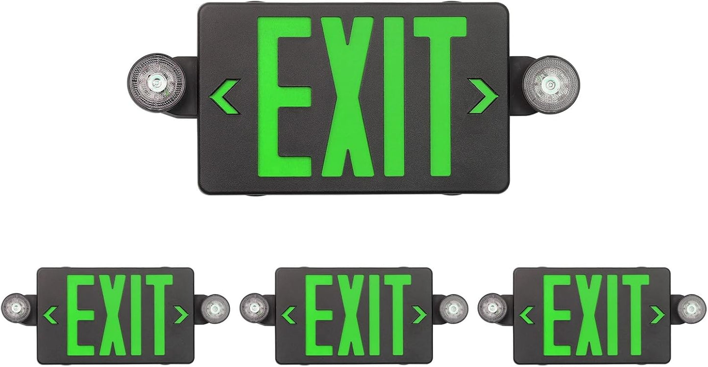 Black LED Exit Sign with Emergency Lights