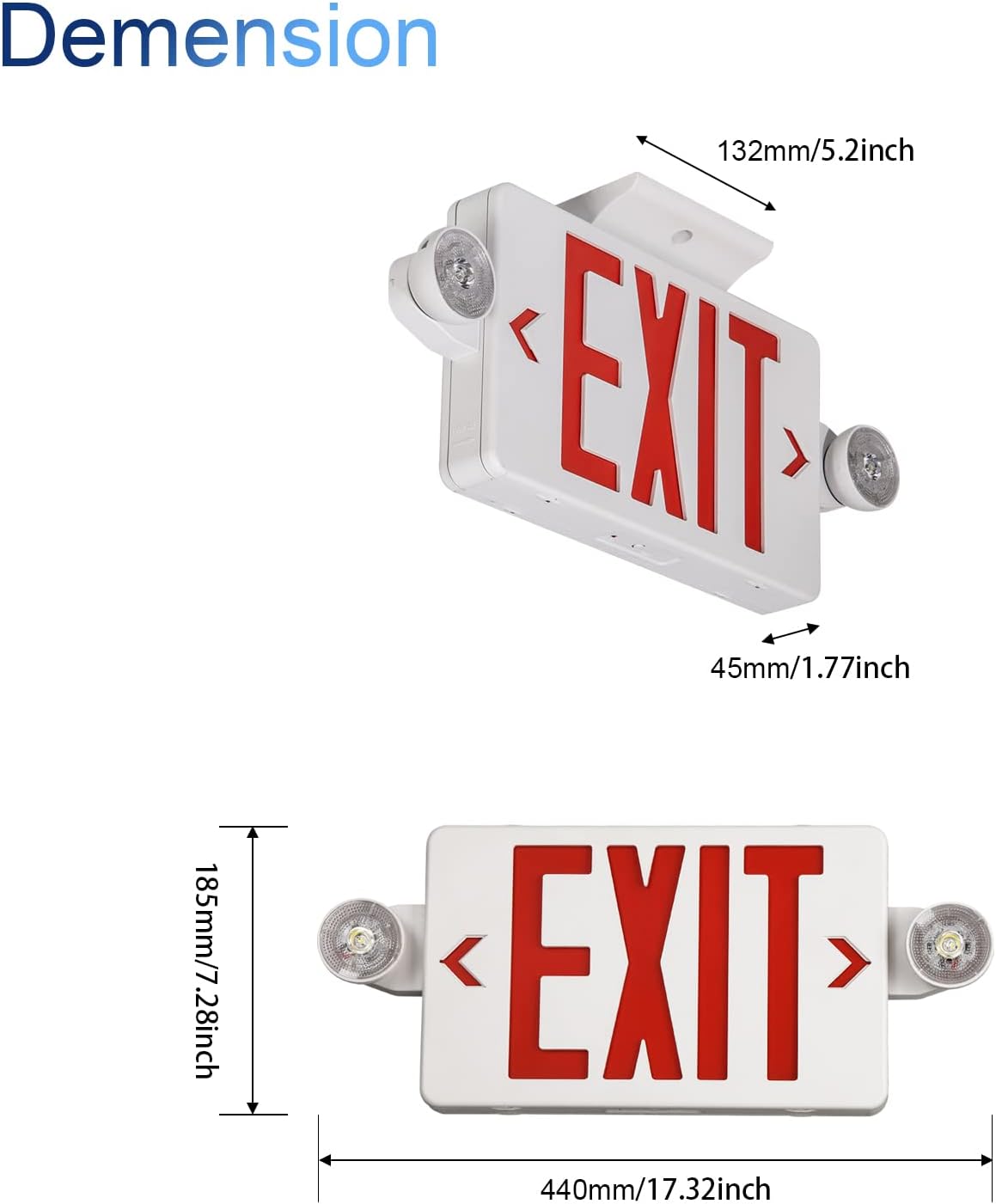Black LED Exit Sign with Emergency Lights