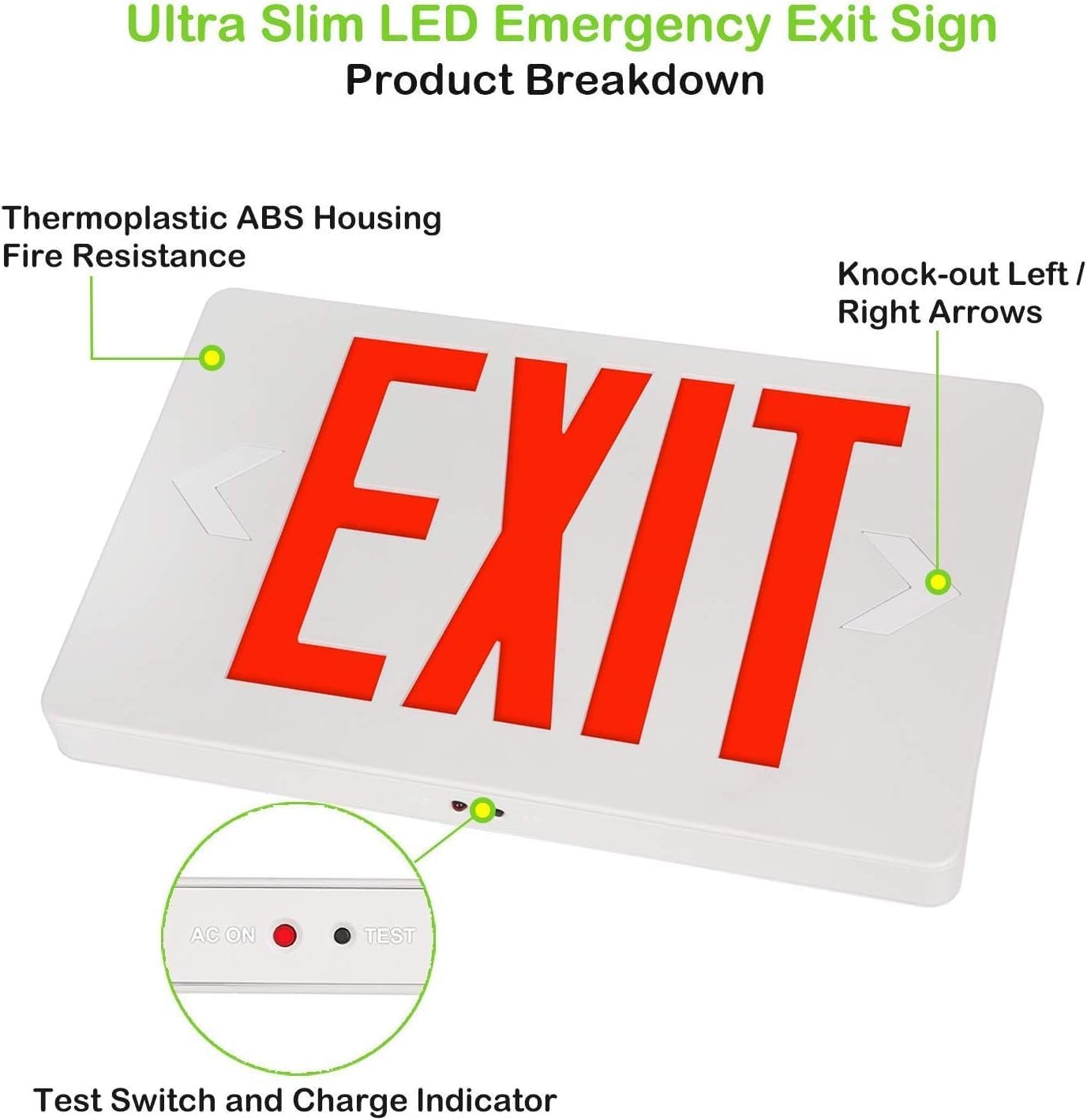 2-Pack LED Emergency Exit Signs
