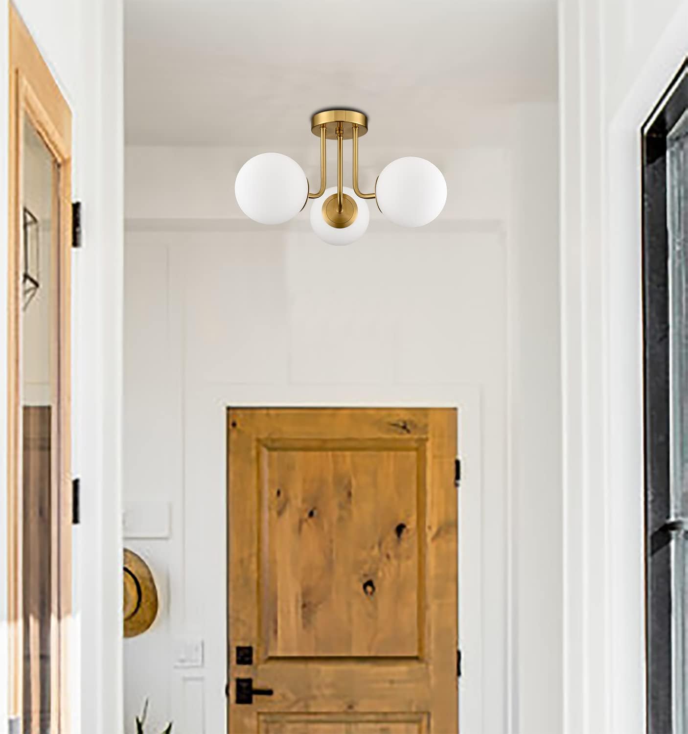 Brass Gold 3-Light Ceiling Lamp
