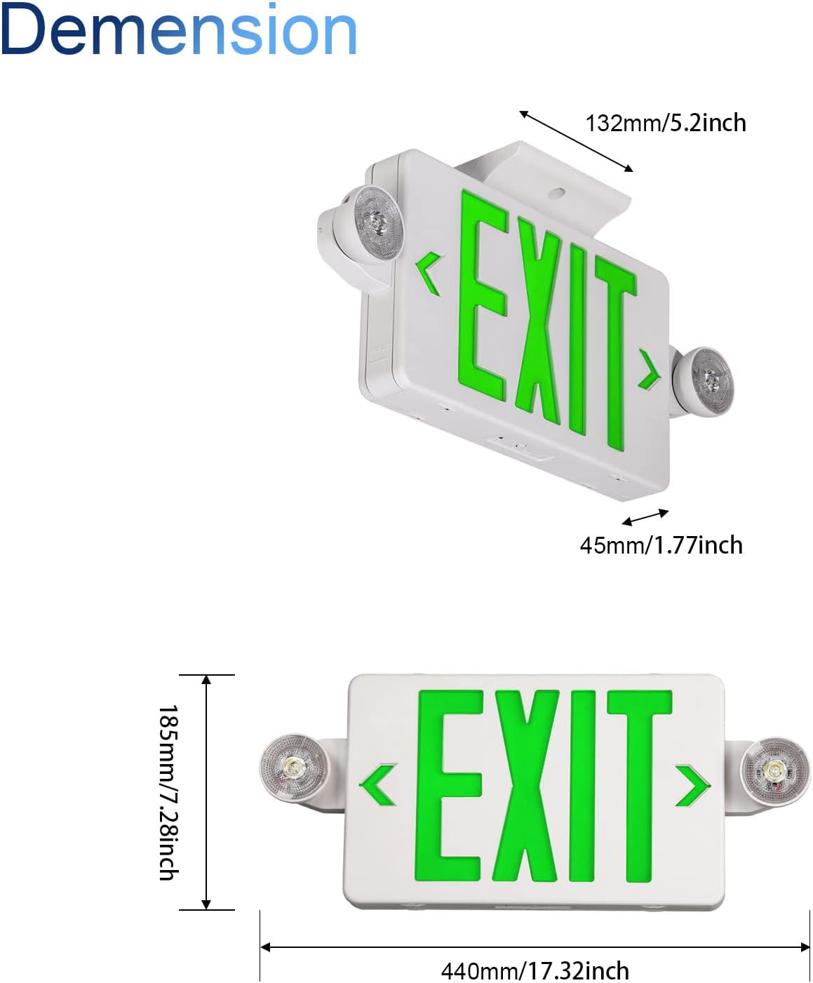 Black LED Exit Sign with Emergency Lights