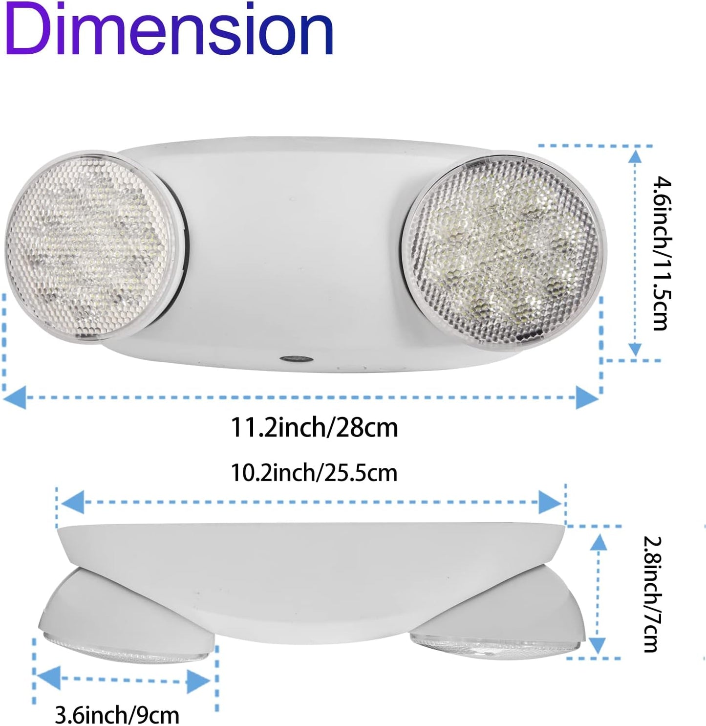 Adjustable LED Emergency Lights, Battery Backup