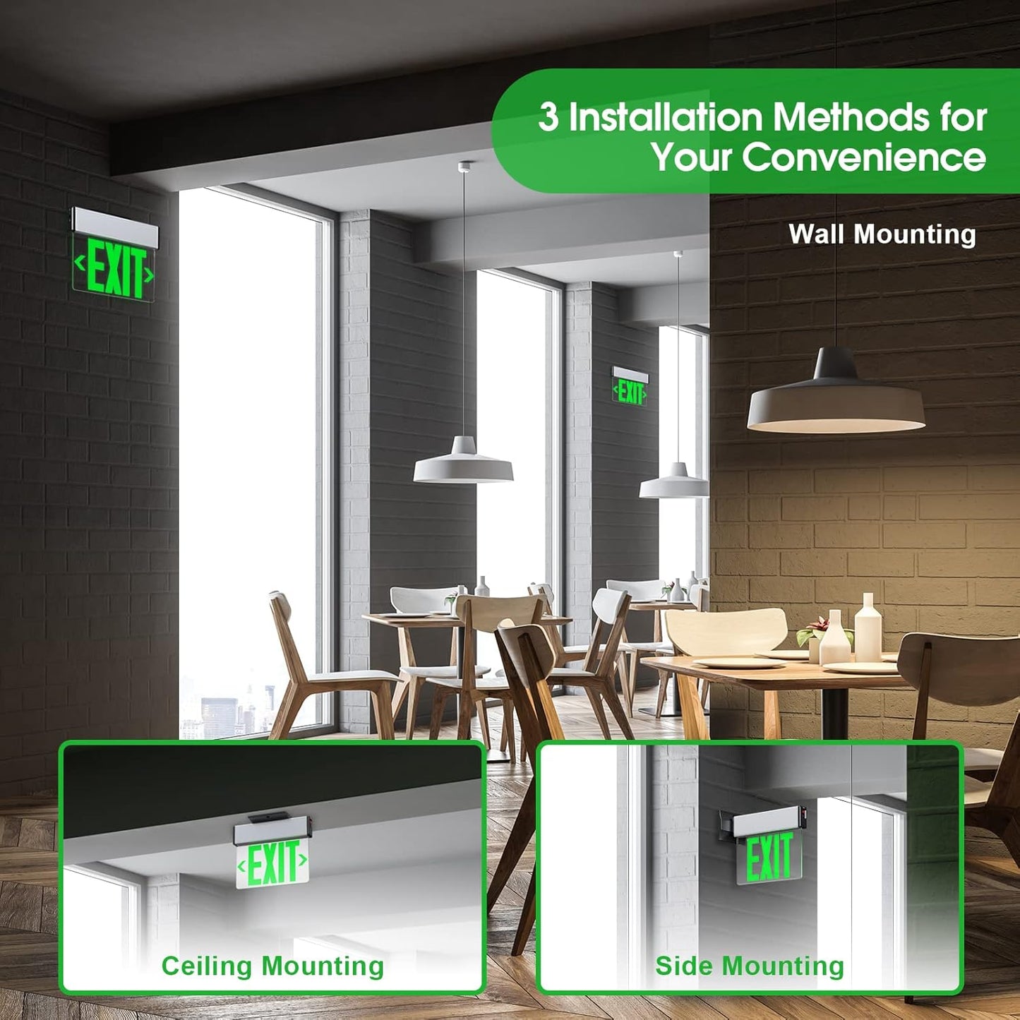 LED Edge-Lit Exit Sign with Battery Backup