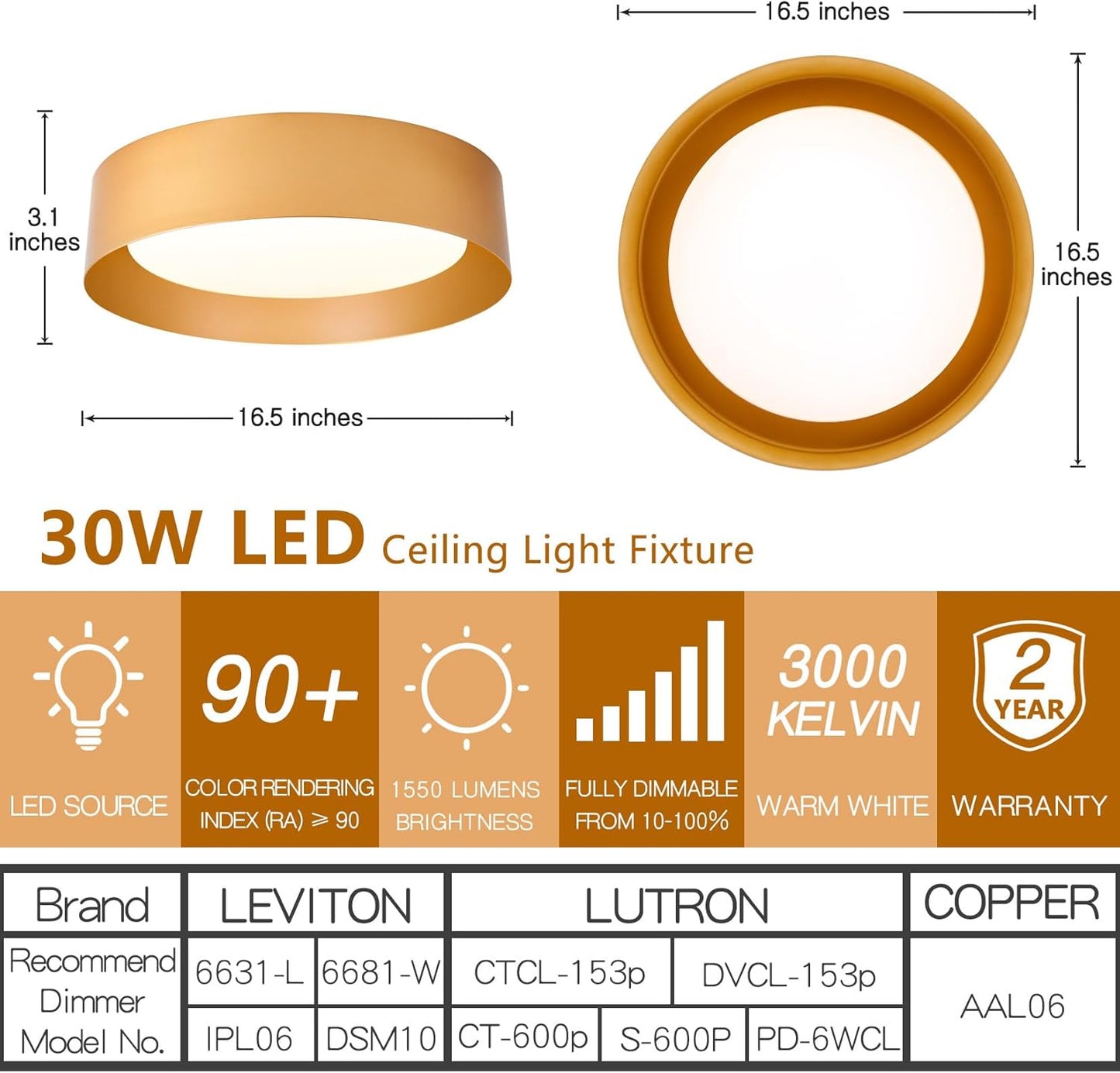 Black Gold LED Ceiling Light