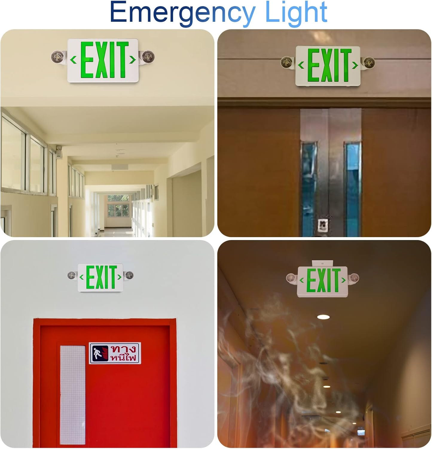 Black LED Exit Sign with Emergency Lights