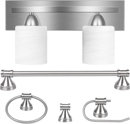 Bai Source 2-Light Bathroom Vanity Light Fixture, 5 Piece All-in-One Bath Sets