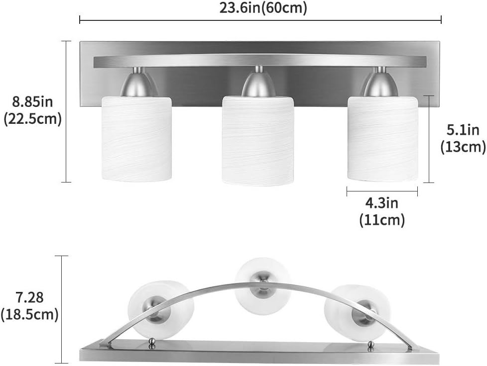 Bai Source 3 ‎Brushed Nickel Bathroom Vanity Light Fixture