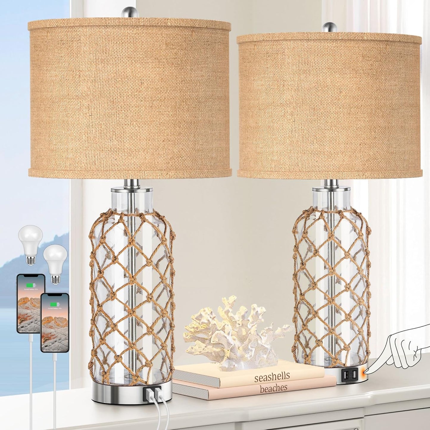 Bai Source Cottage-Nautical-Dimmable-Farmhouse-Nightstand
