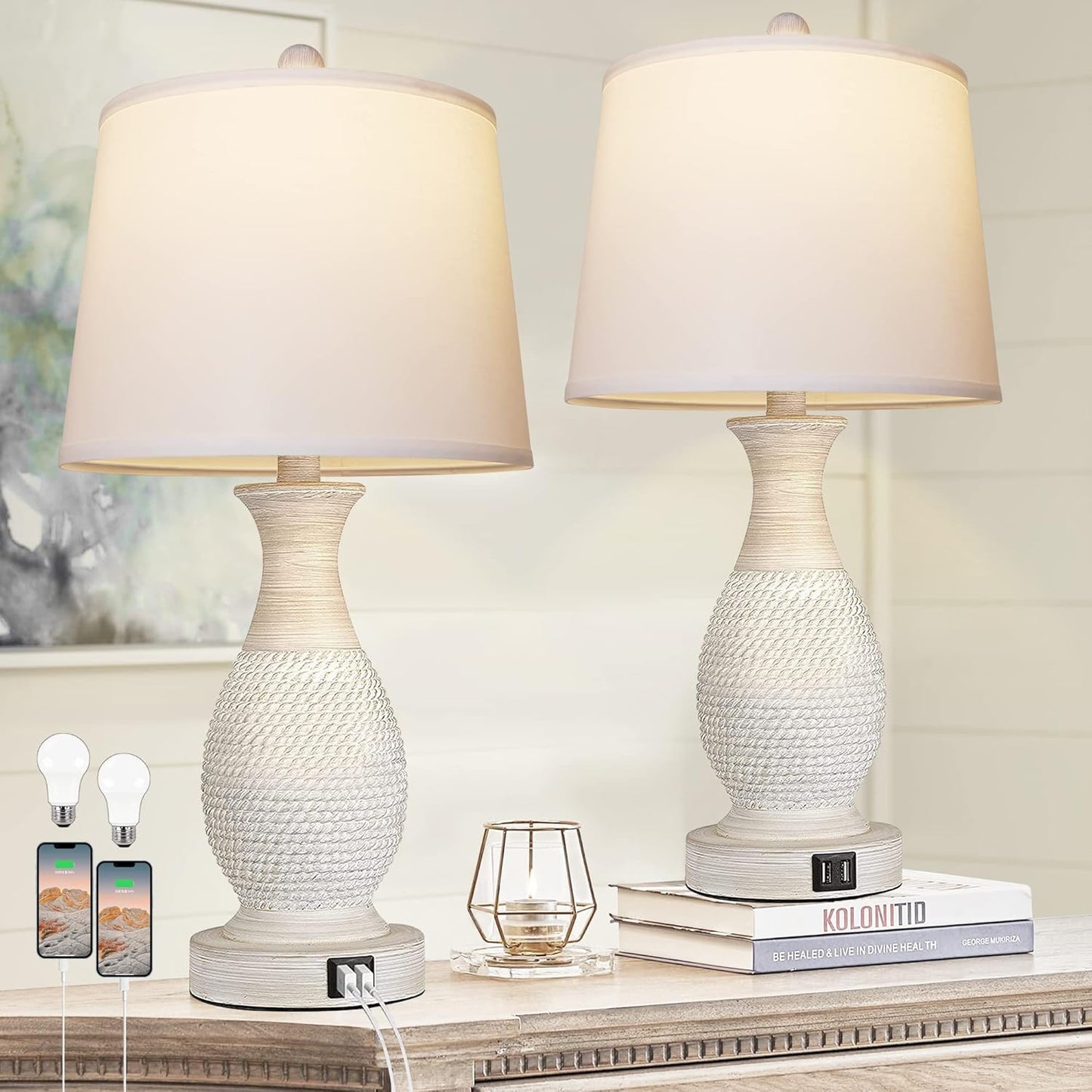 Bai Source Farmhouse-Temperature-Nightstand-Charging