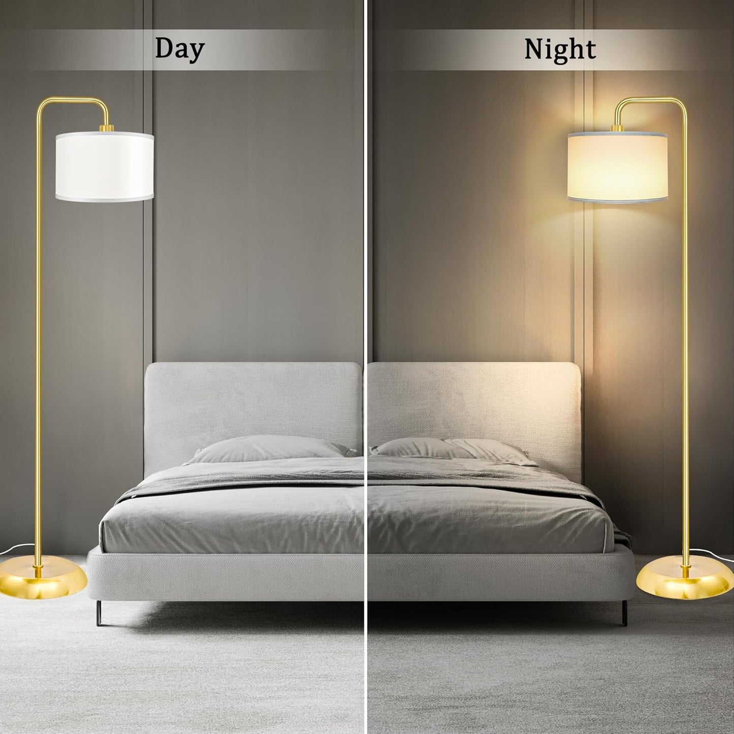 Bai Source 3 Color Temperature Floor Lamp with Foot Switch Modern Standing Lamp Tall Pole Floor Gold