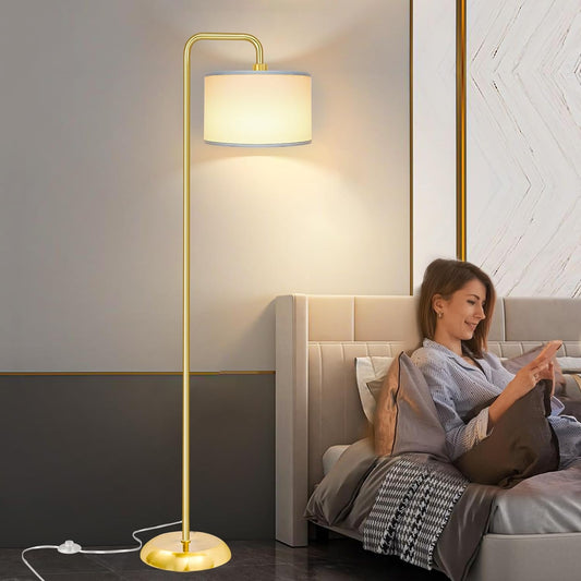 Bai Source 3 Color Temperature Floor Lamp with Foot Switch Modern Standing Lamp Tall Pole Floor Gold