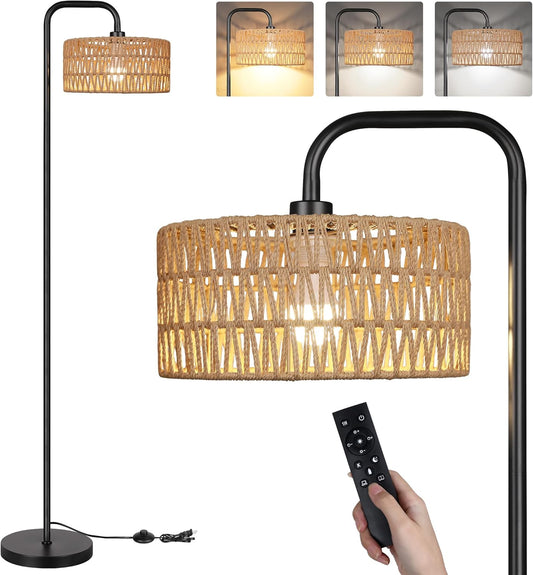 Bai Source Farmhouse Floor Lamp, 68''Tall Lamp for Living Room with Remote Cylindrical