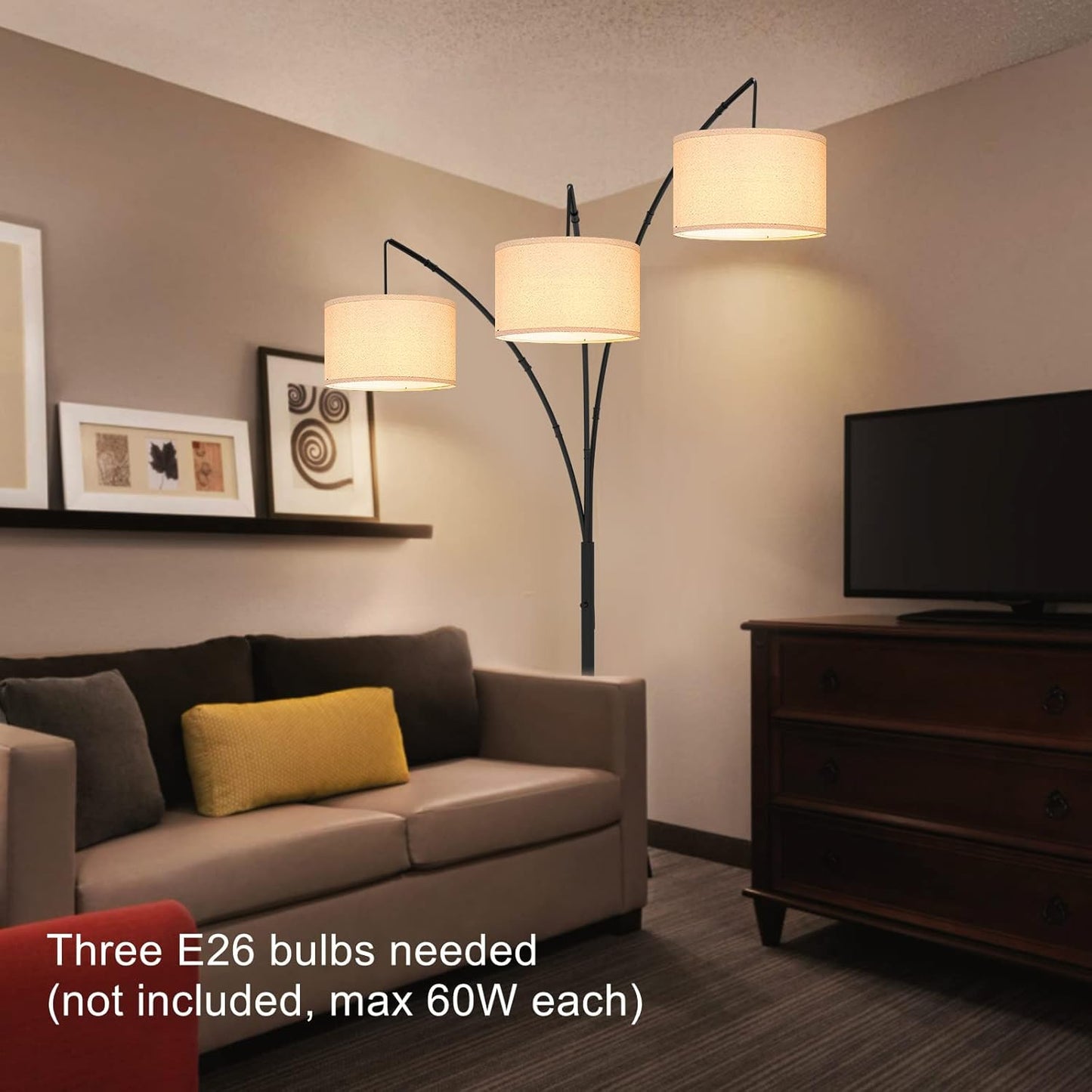 Bai Source Arc Floor Lamps for Living Room, Modern Black Floor Lamp Tall Standing Lamps