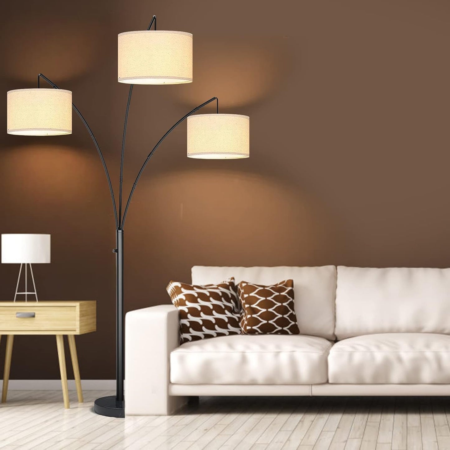 Bai Source Arc Floor Lamps for Living Room, Modern Black Floor Lamp Tall Standing Lamps