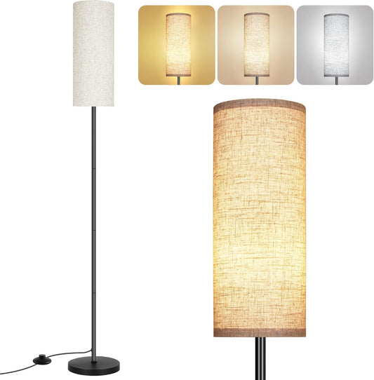 Bai Source Floor Lamp for Living Room, Modern Standing Lamps with Lampshade Biege