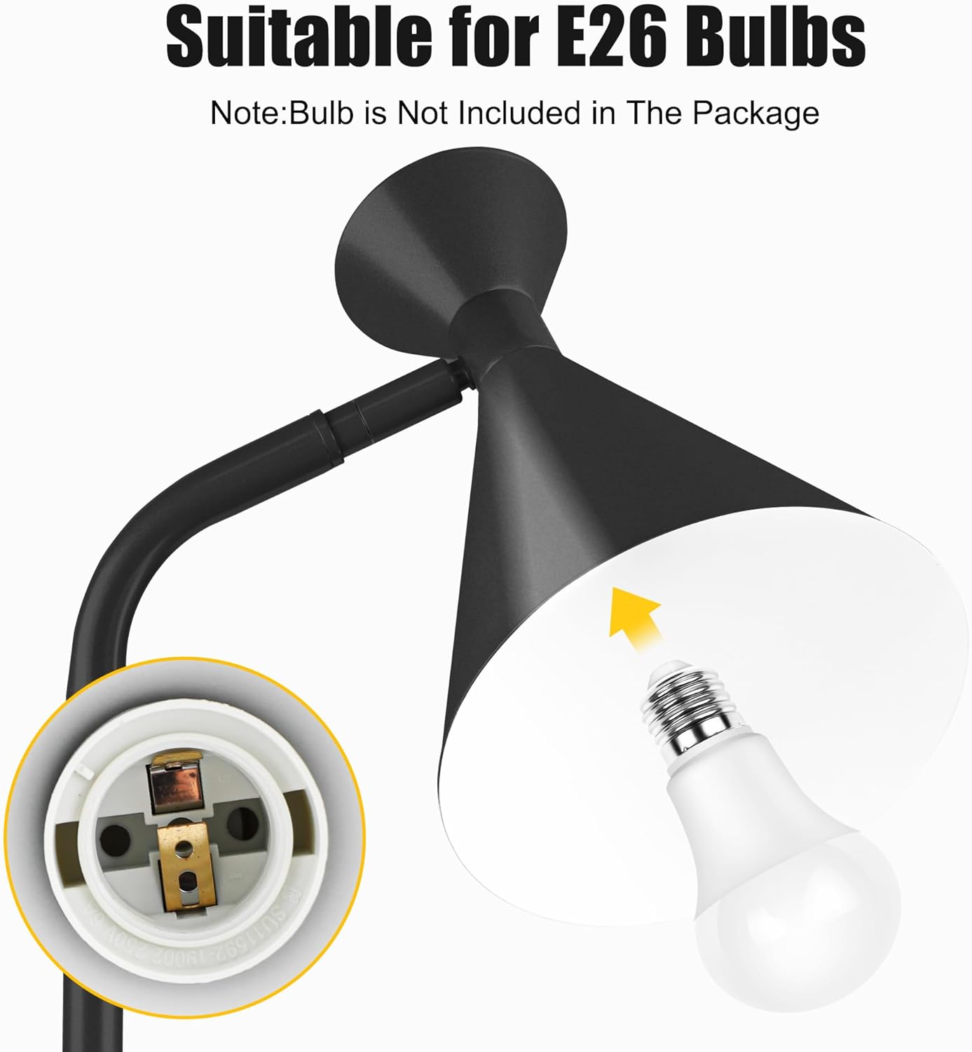 Bai Source Modern Adjustable Metal Heads Standing Lamps, Simple Design Black Floor Lamp
