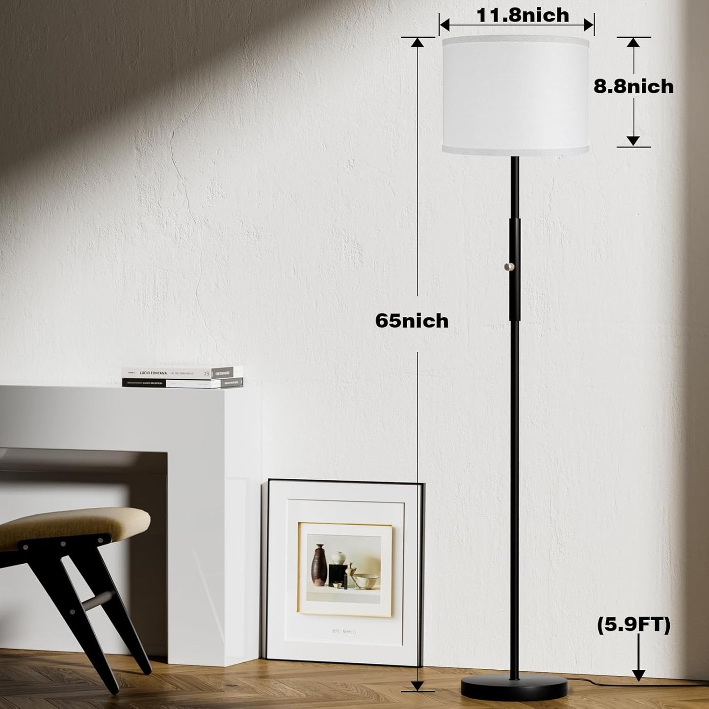 Bai Source Floor Lamp for Living Room Bedroom, 65’’ Modern Tall Lamp Simple Design Standing Lamps