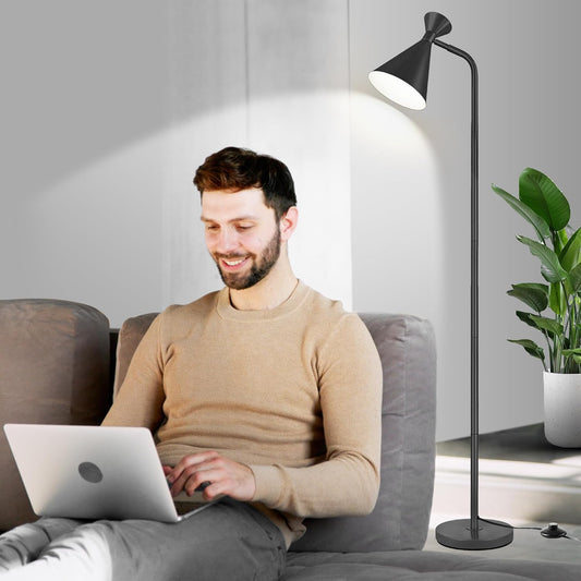 Bai Source 63" Floor Lamp Modern Adjustable Metal Heads Standing Lamps, Simple Design Black Floor Lamp