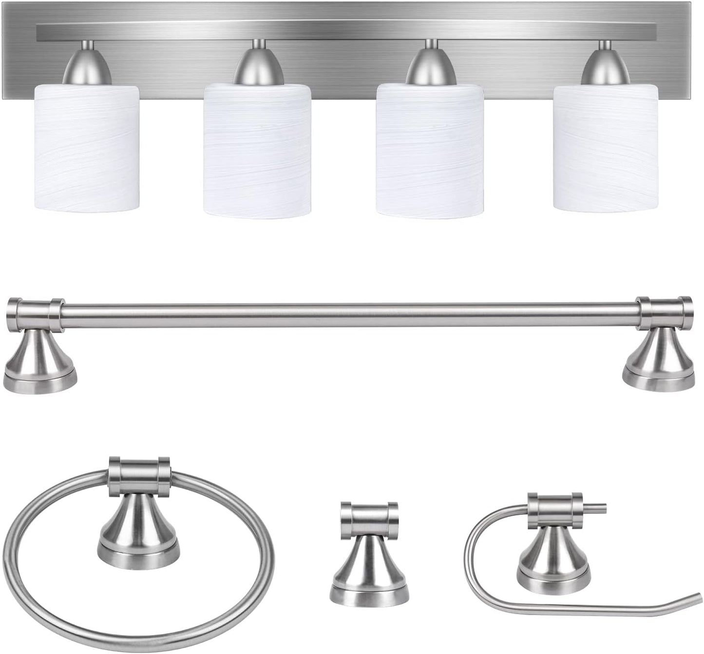 Bai Source 4-Light Bathroom Vanity Light Fixture, 5 Piece All-in-One Bath Sets Vanity Light