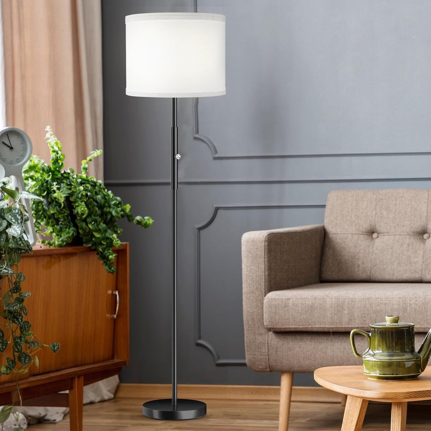 Bai Source Floor Lamp for Living Room Bedroom, 65’’ Modern Tall Lamp Simple Design Standing Lamps Black
