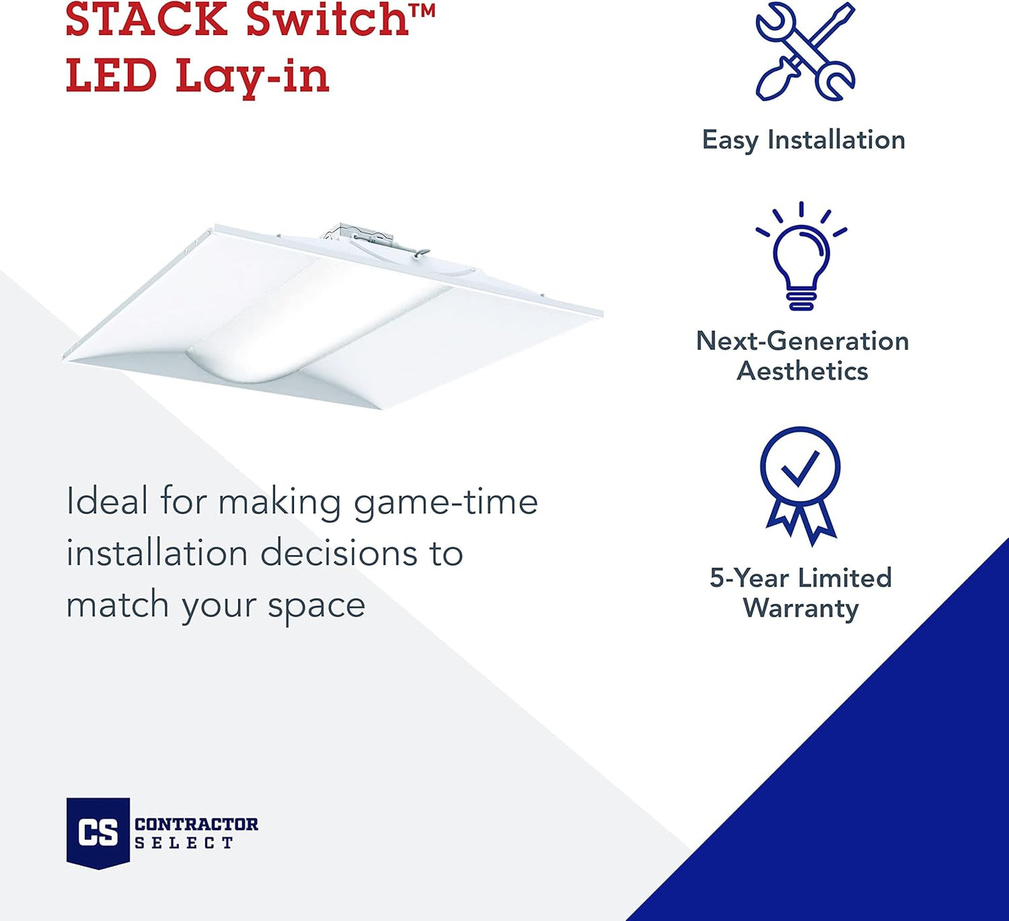 2x2 LED Ceiling Light, Adjustable Lumens & CCT