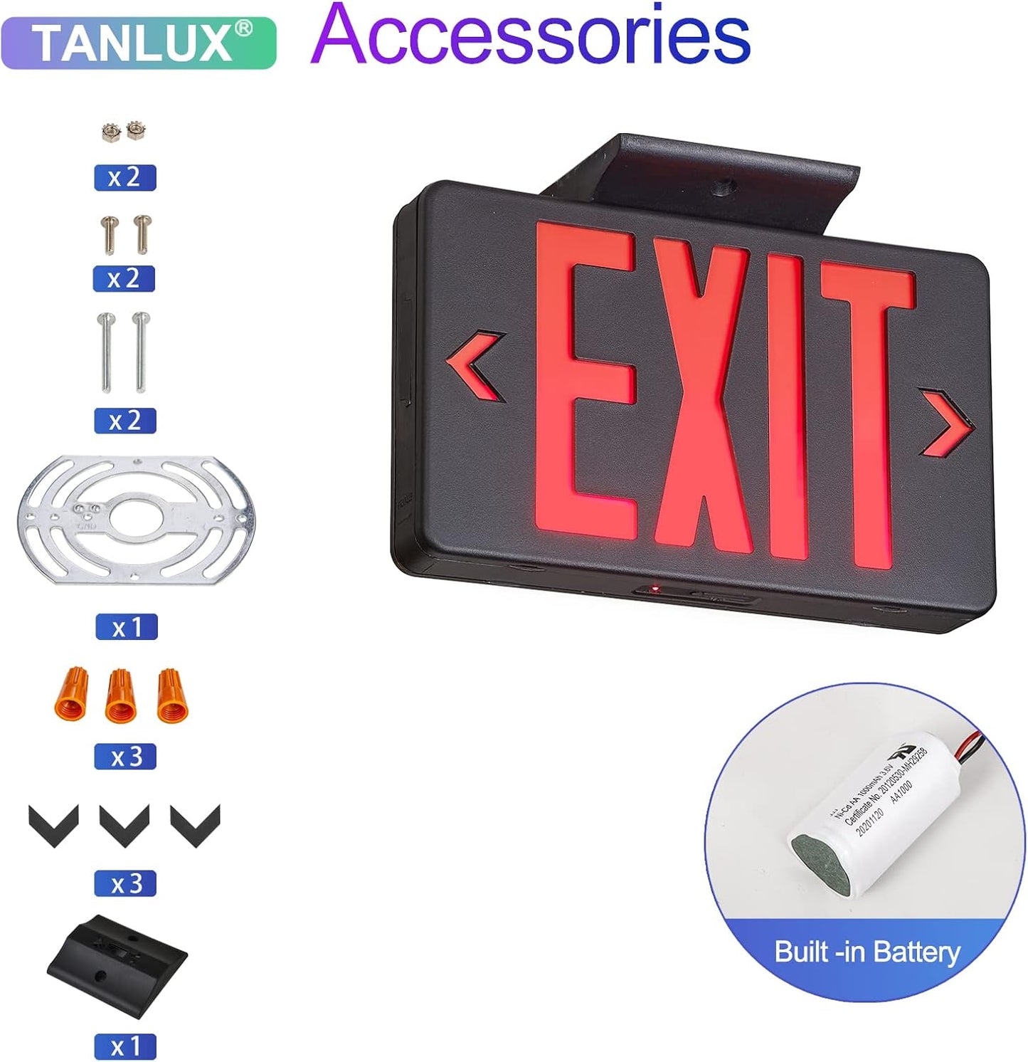 Red LED Exit Sign with Battery Backup