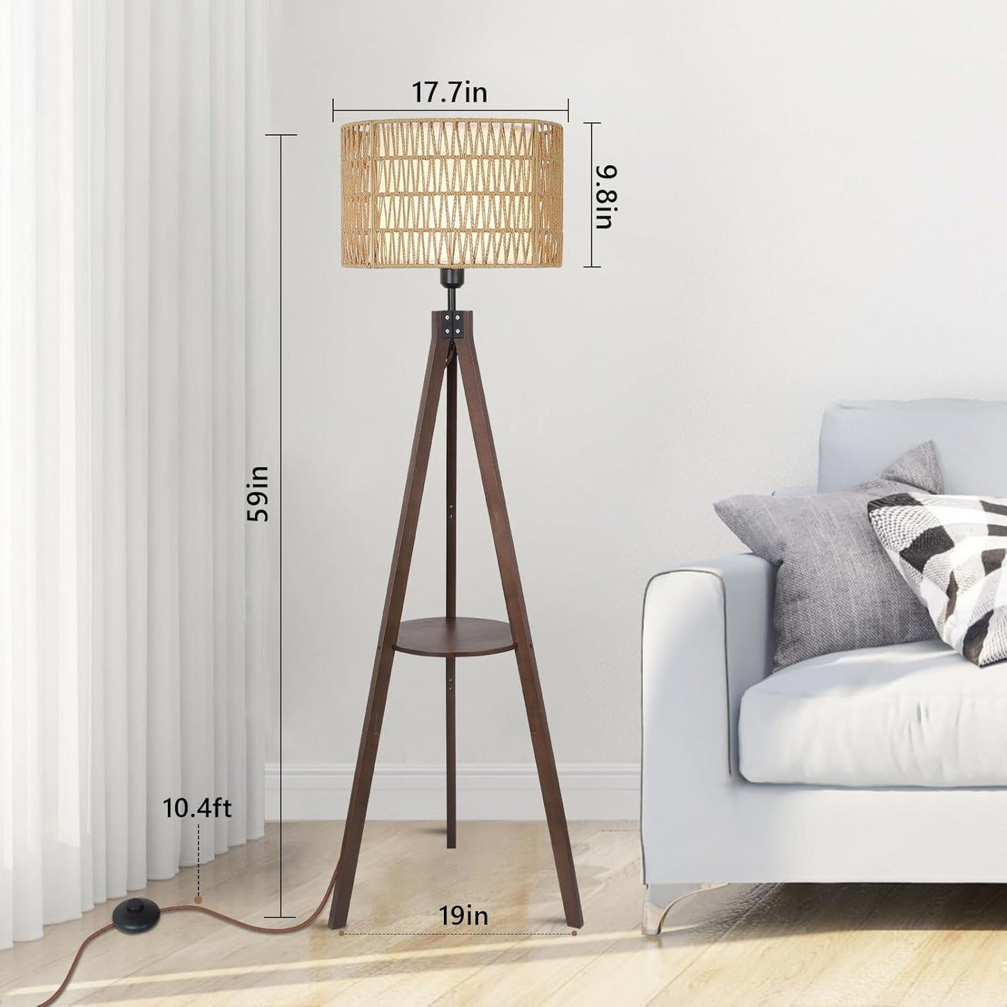 Rattan Tripod Floor Lamp