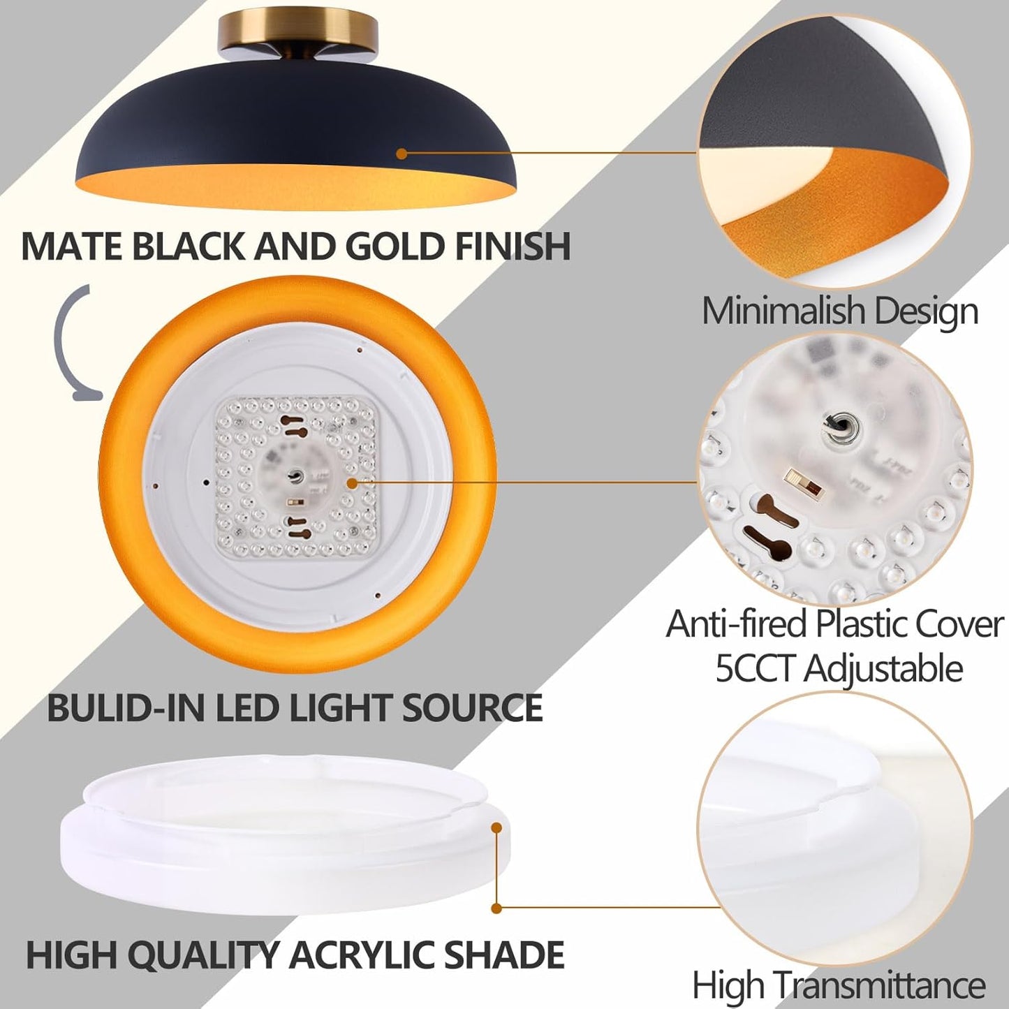 Black Gold LED Ceiling Light