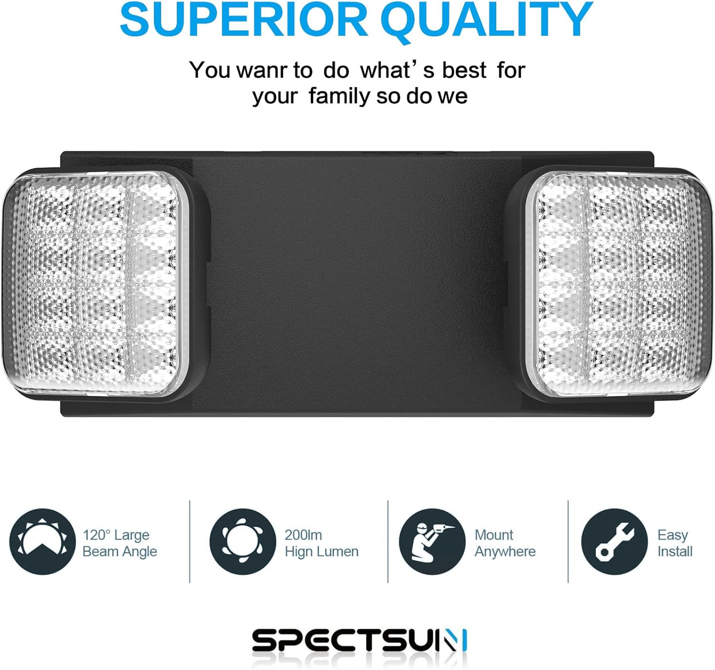 Black LED Exit Sign with Backup