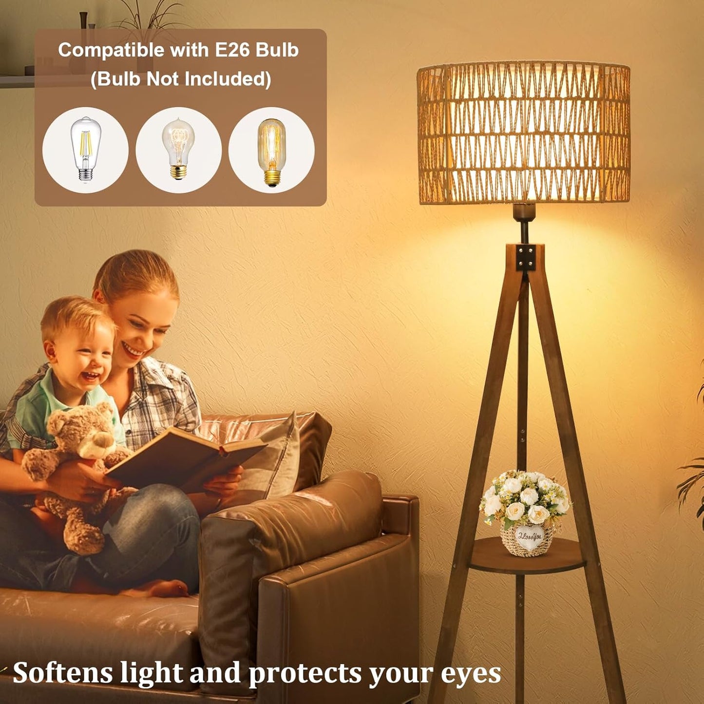 Rattan Tripod Floor Lamp