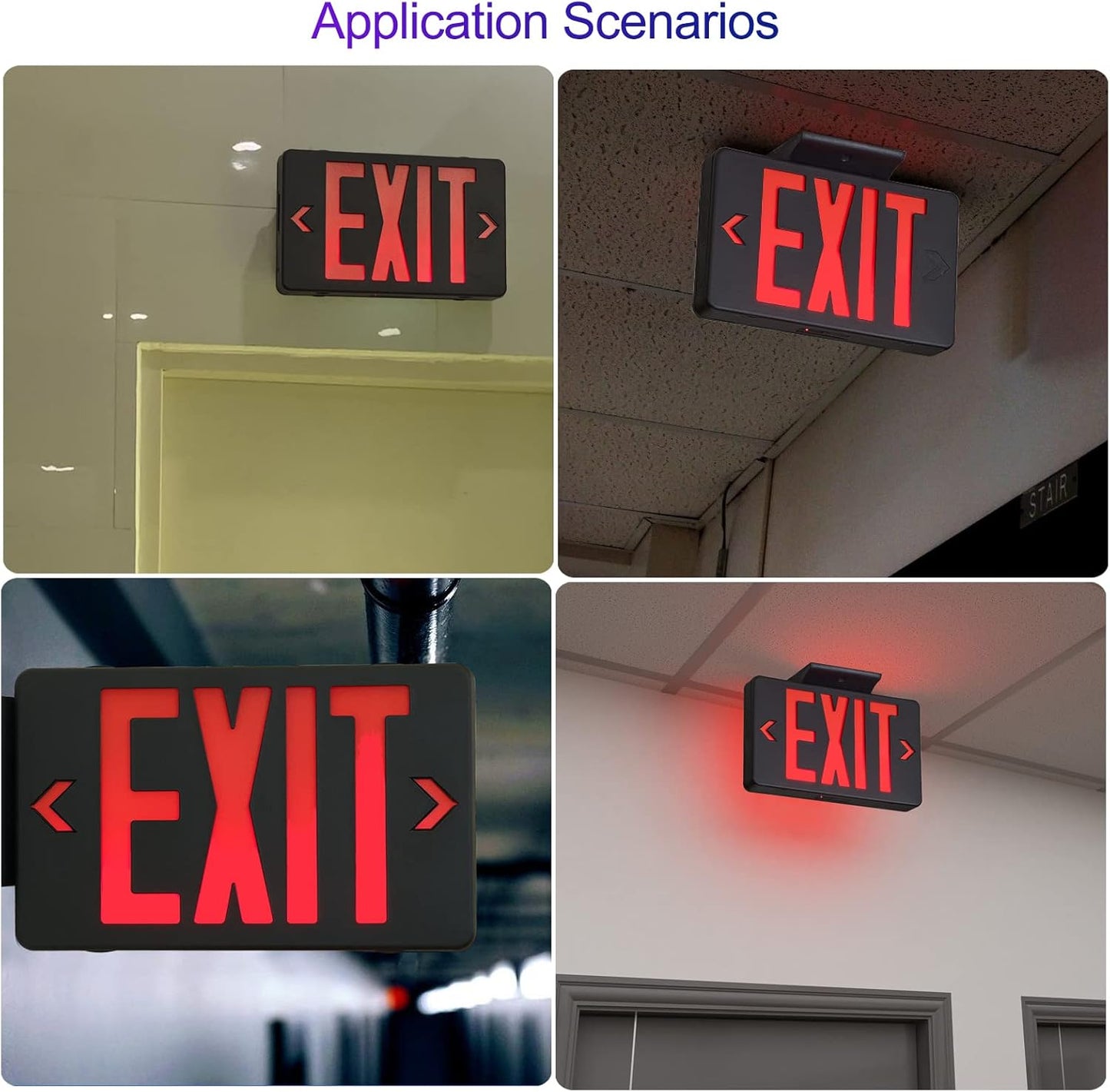 Red LED Exit Sign with Battery Backup
