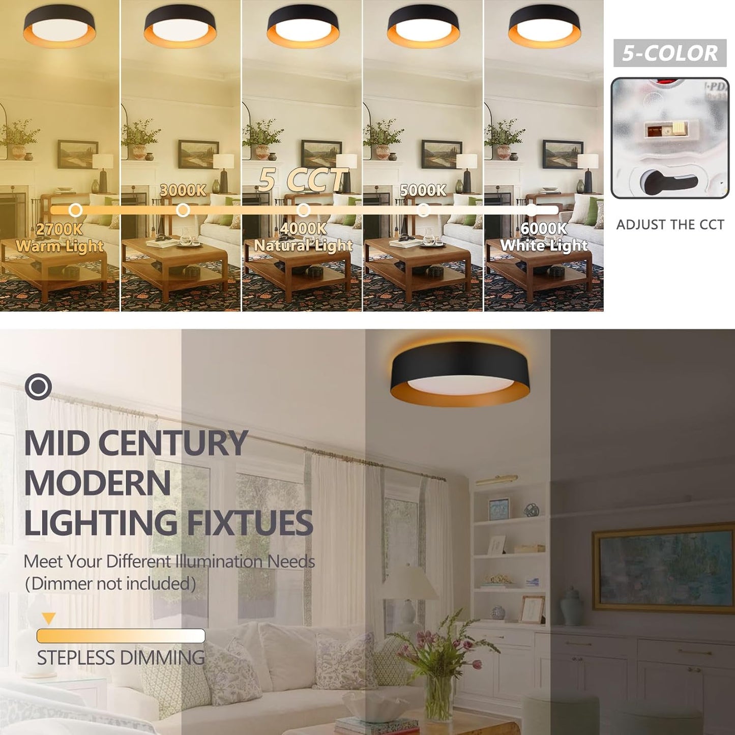 Black Gold LED Ceiling Light