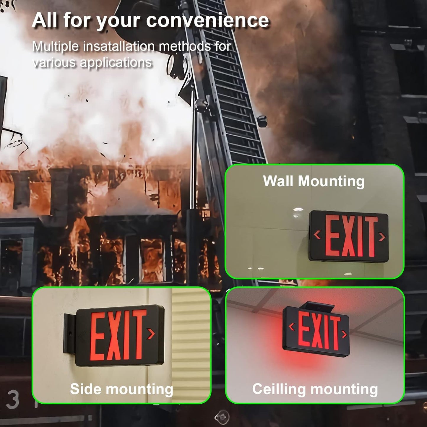 Red LED Exit Sign with Battery Backup