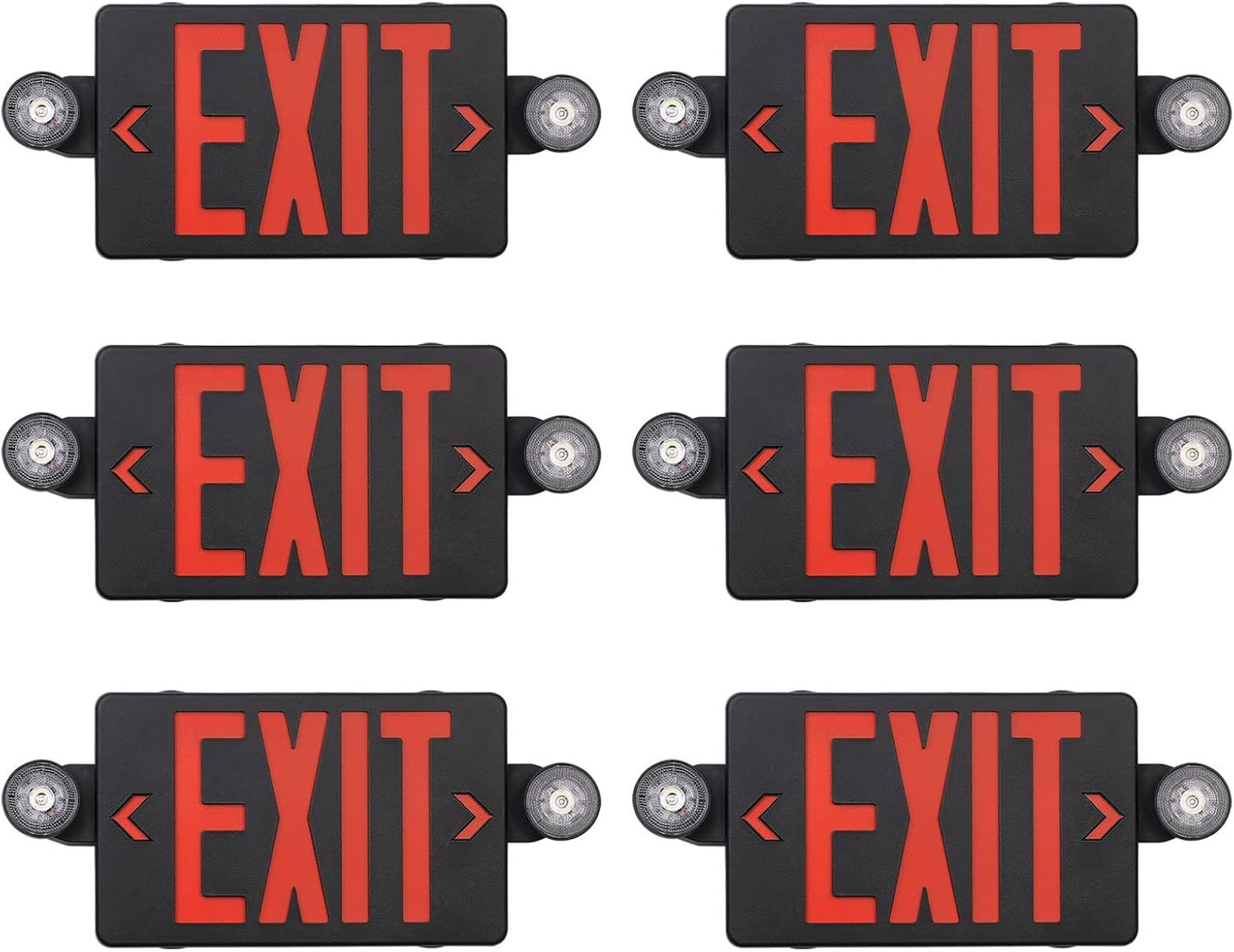 Black LED Exit Sign with Emergency Lights