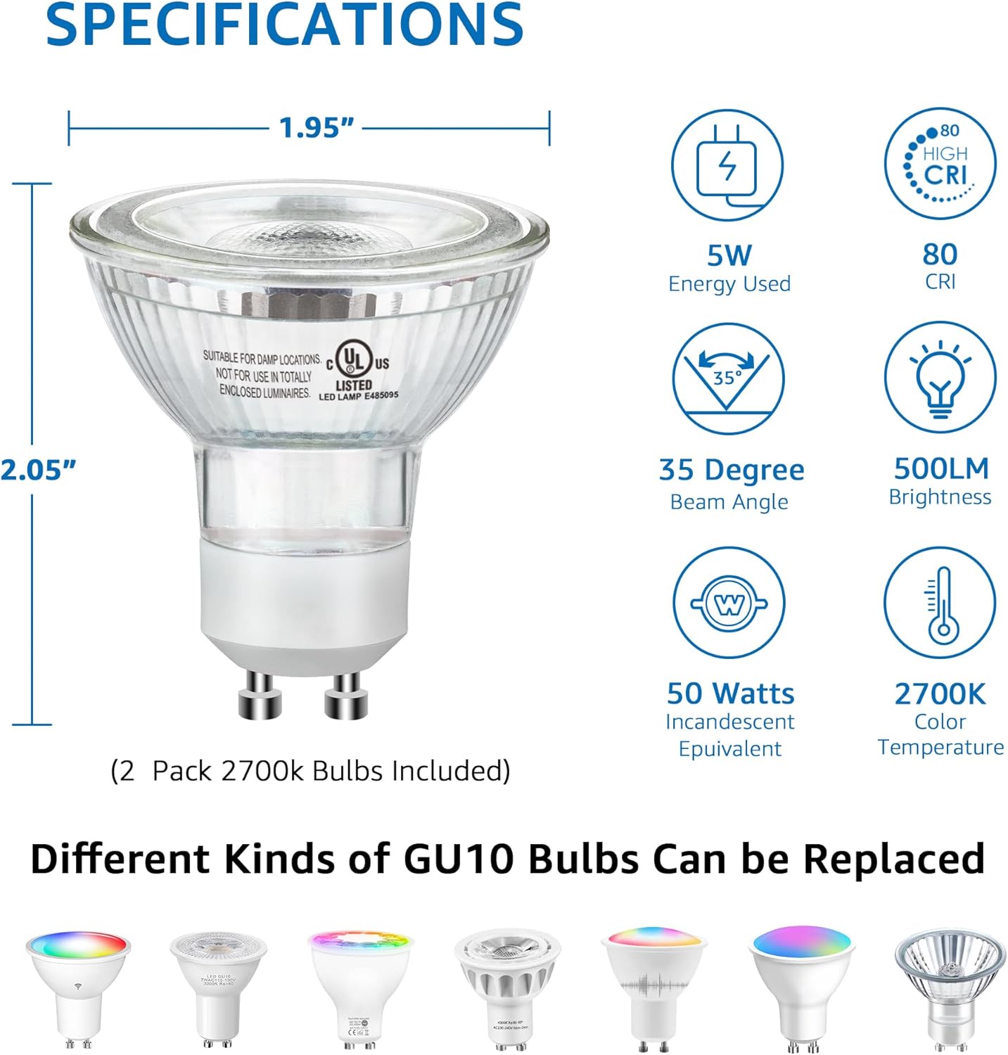 2-Pack Indoor Uplighting Spotlights