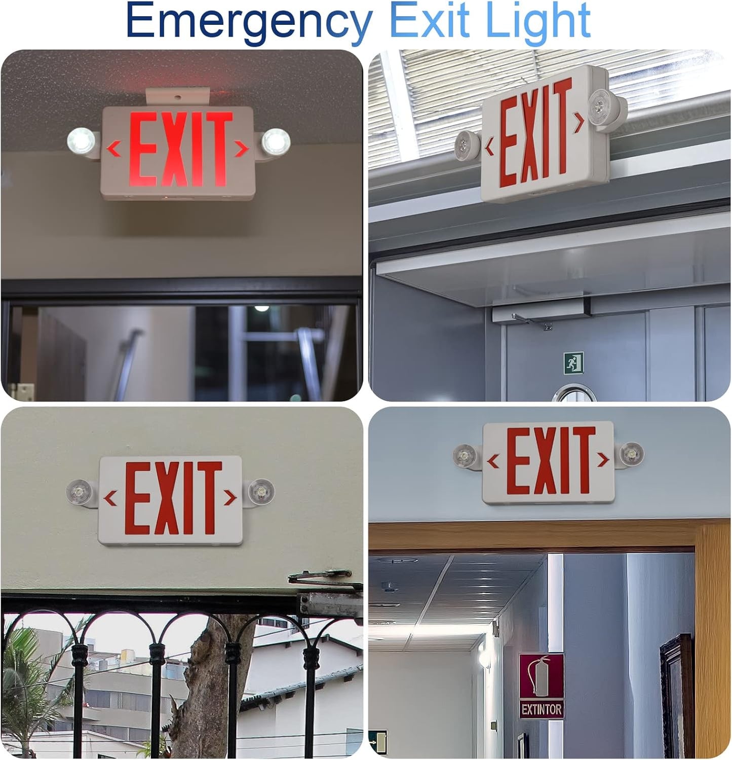 Black LED Exit Sign with Emergency Lights