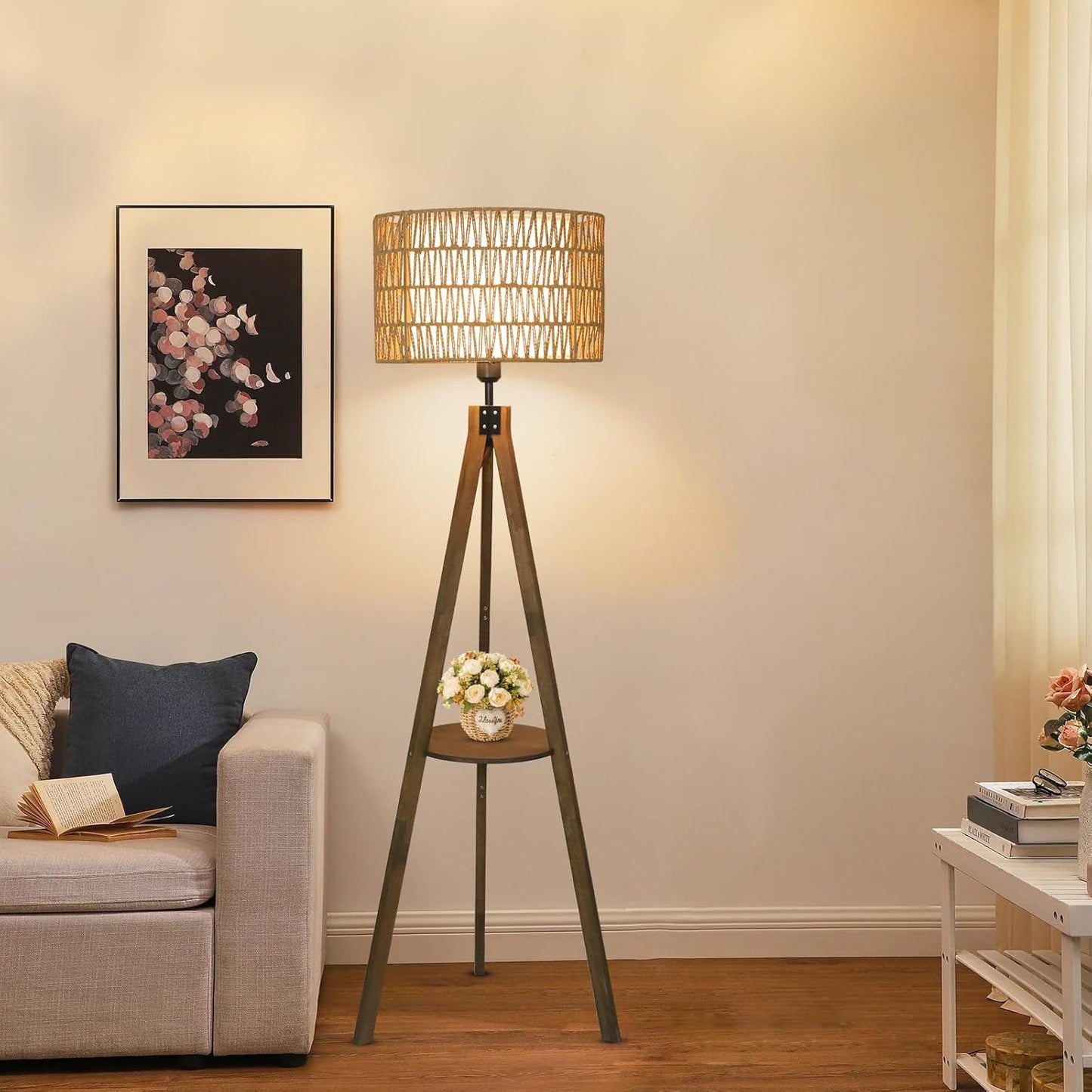 Rattan Tripod Floor Lamp
