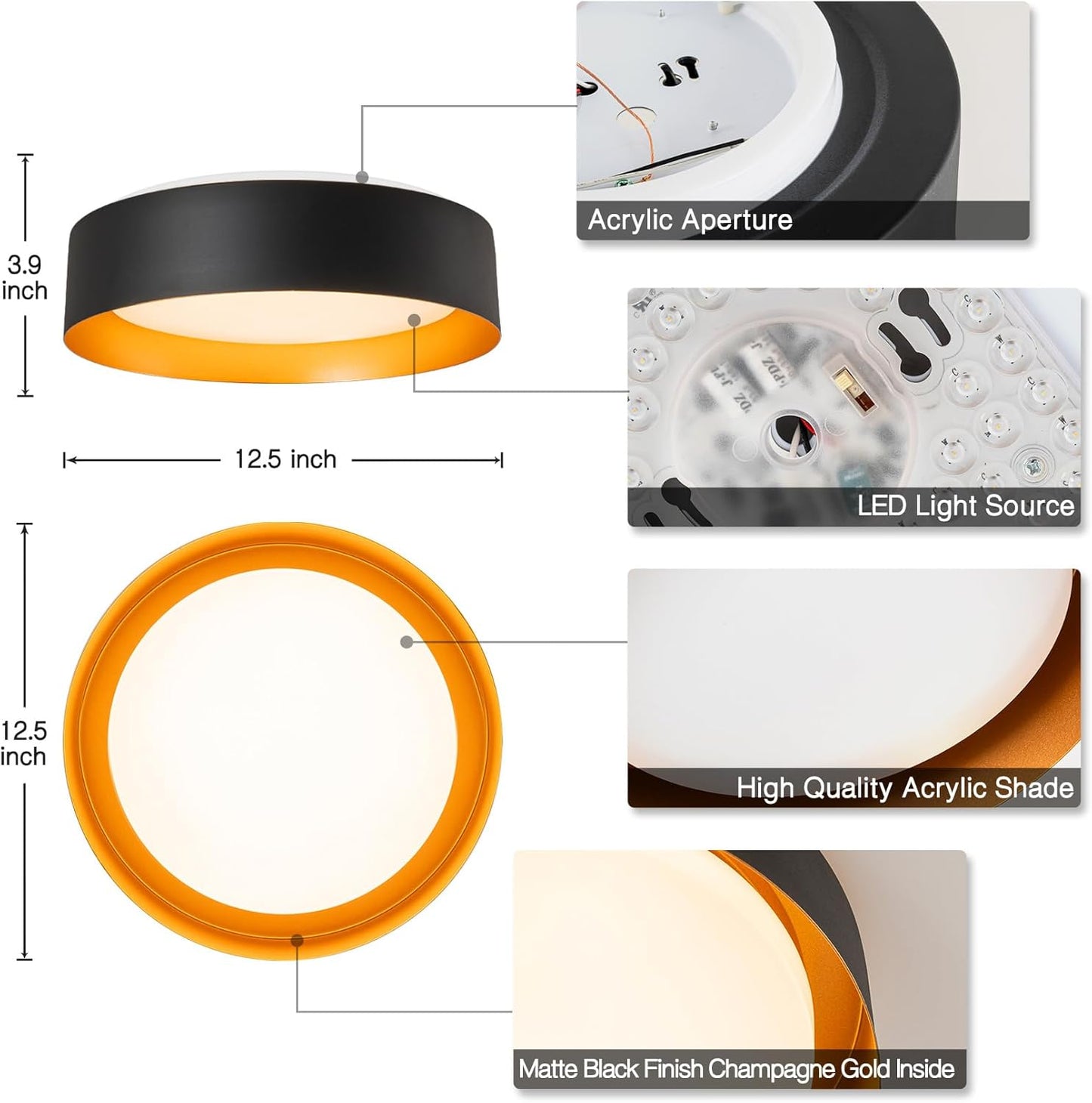 Black Gold LED Ceiling Light