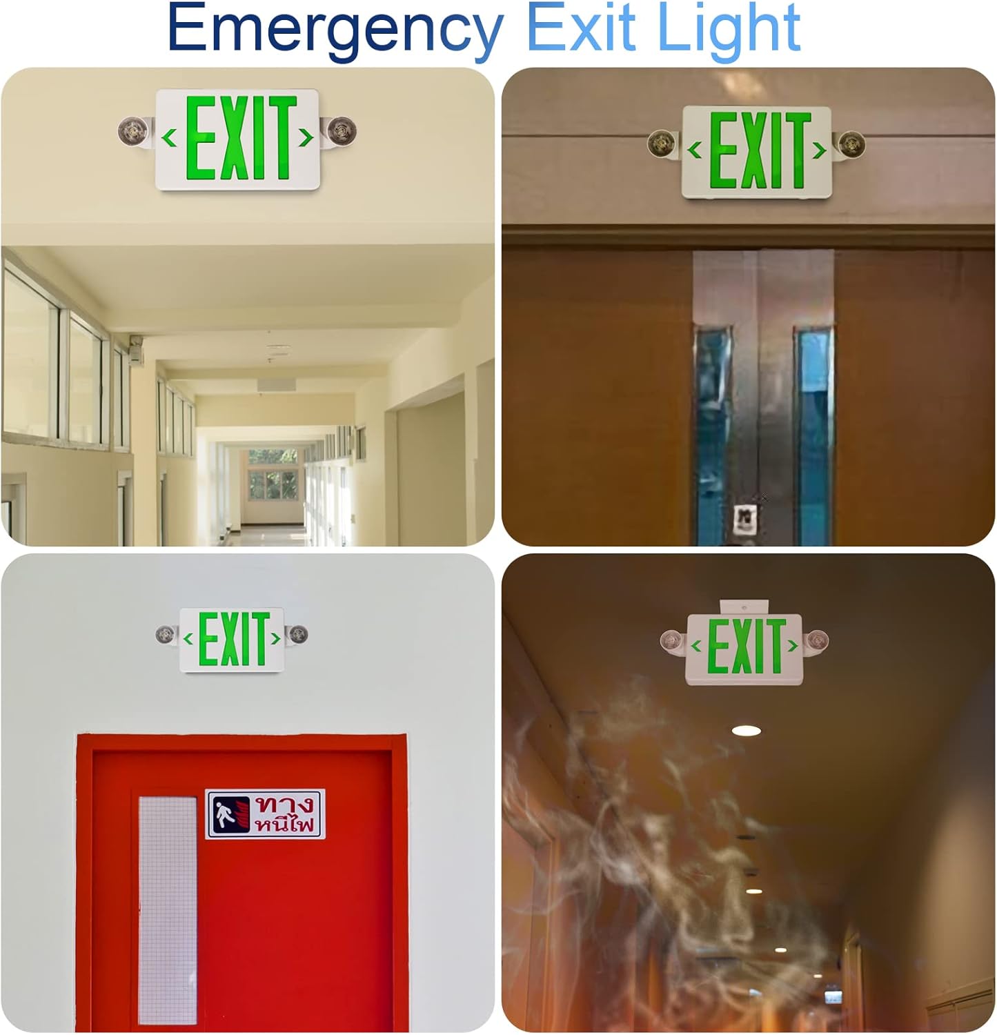 Black LED Exit Sign with Emergency Lights